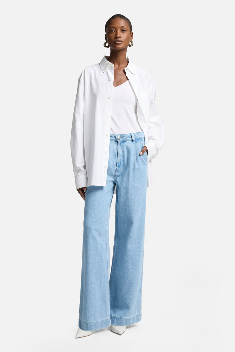 7 For All Mankind Weightless Pleated Denim Trouser in Hana outlook