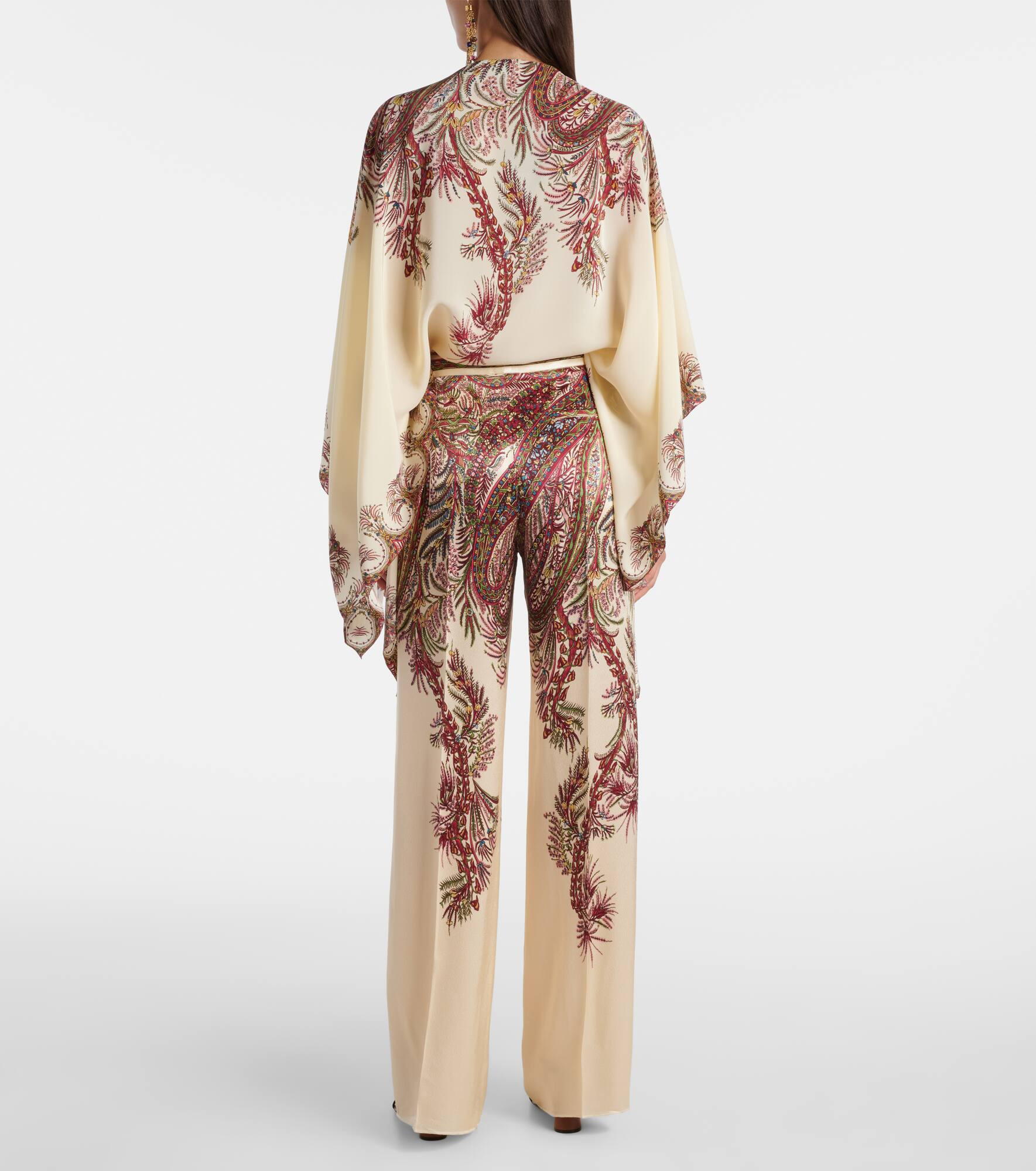 Paisley satin palazzo pants - 3