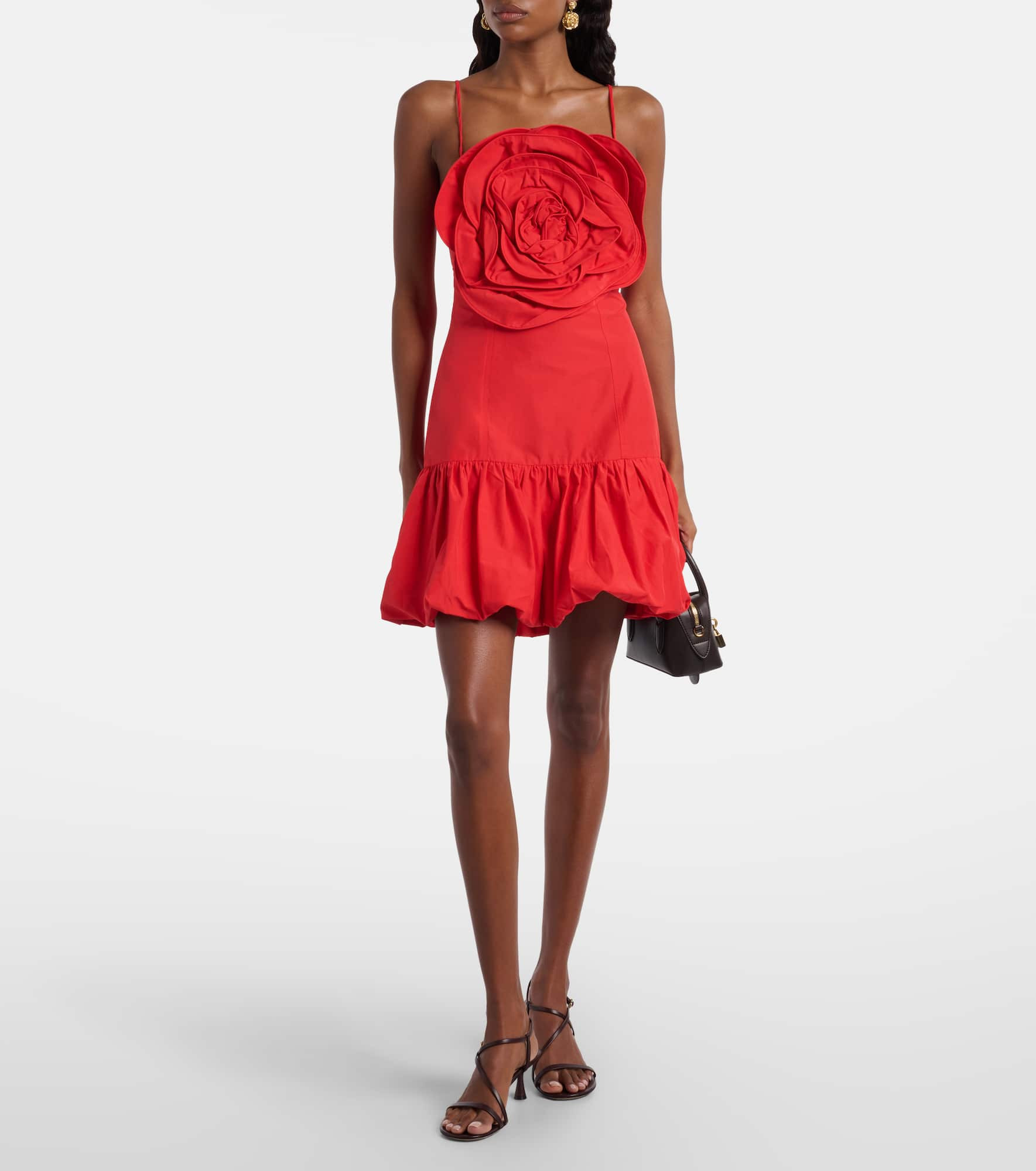 Floral-appliqué balloon minidress - 2