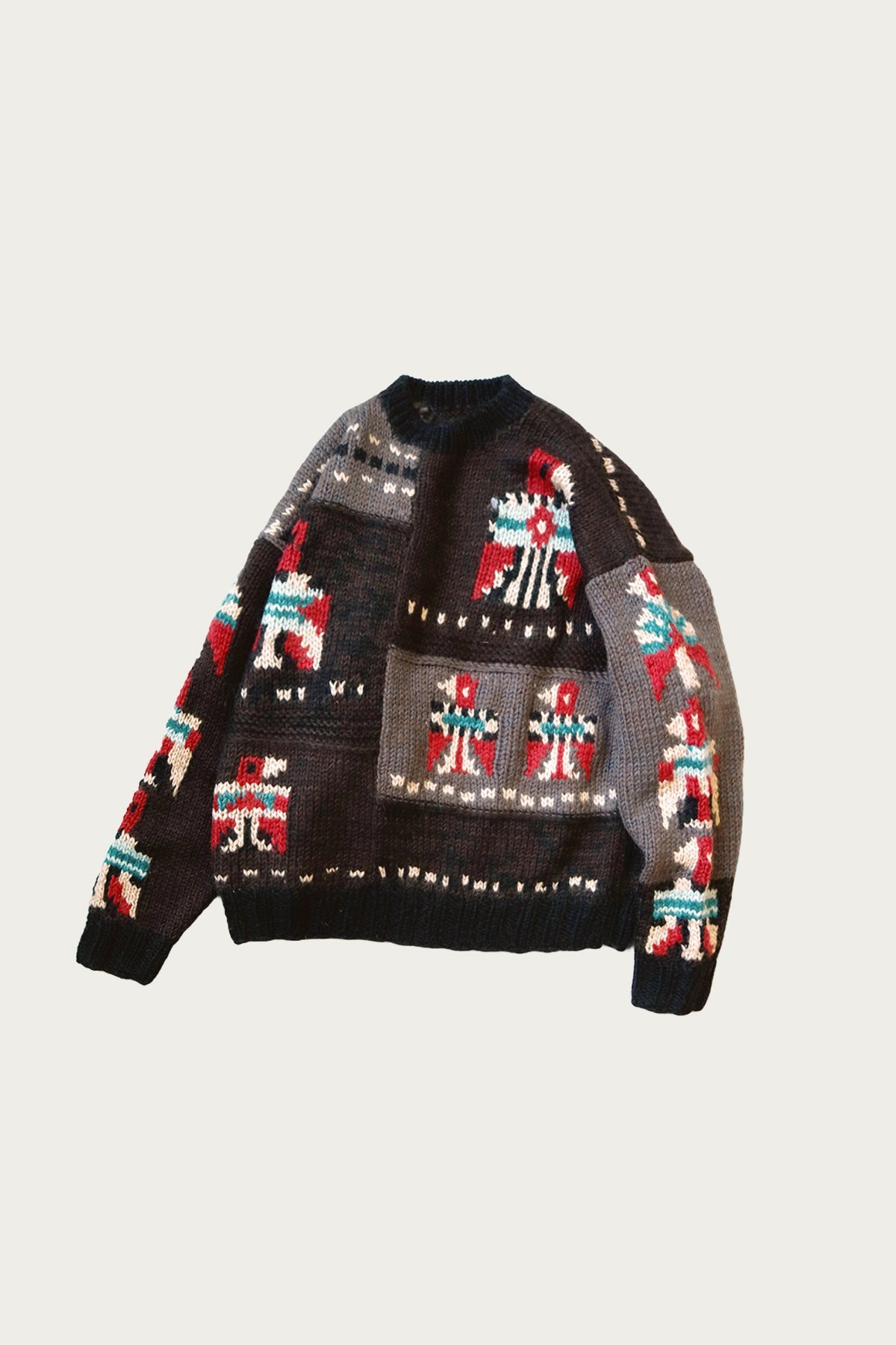 Hand Knit STD Cowichan Crew Sweater - Charcoal - 3