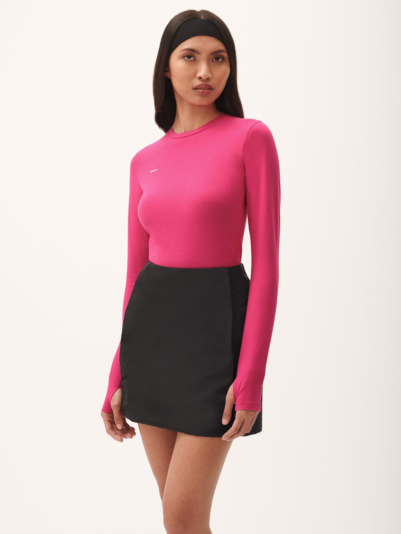 PANGAIA Womens 365 Cotton-Stretch Long-Sleeved Top - Howlite Pink outlook