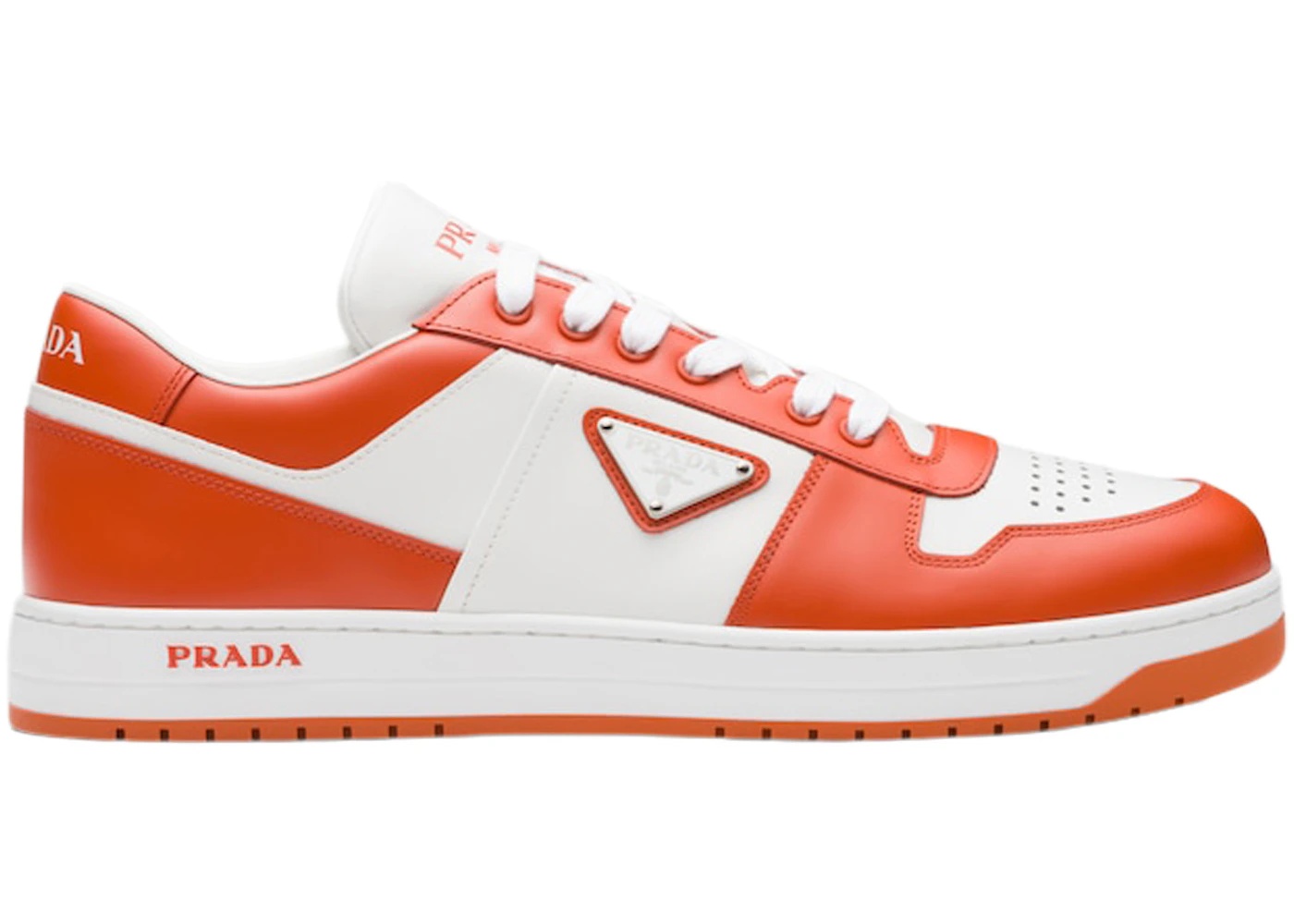 Prada Downtown Low Top Sneakers Leather White Orange - 1
