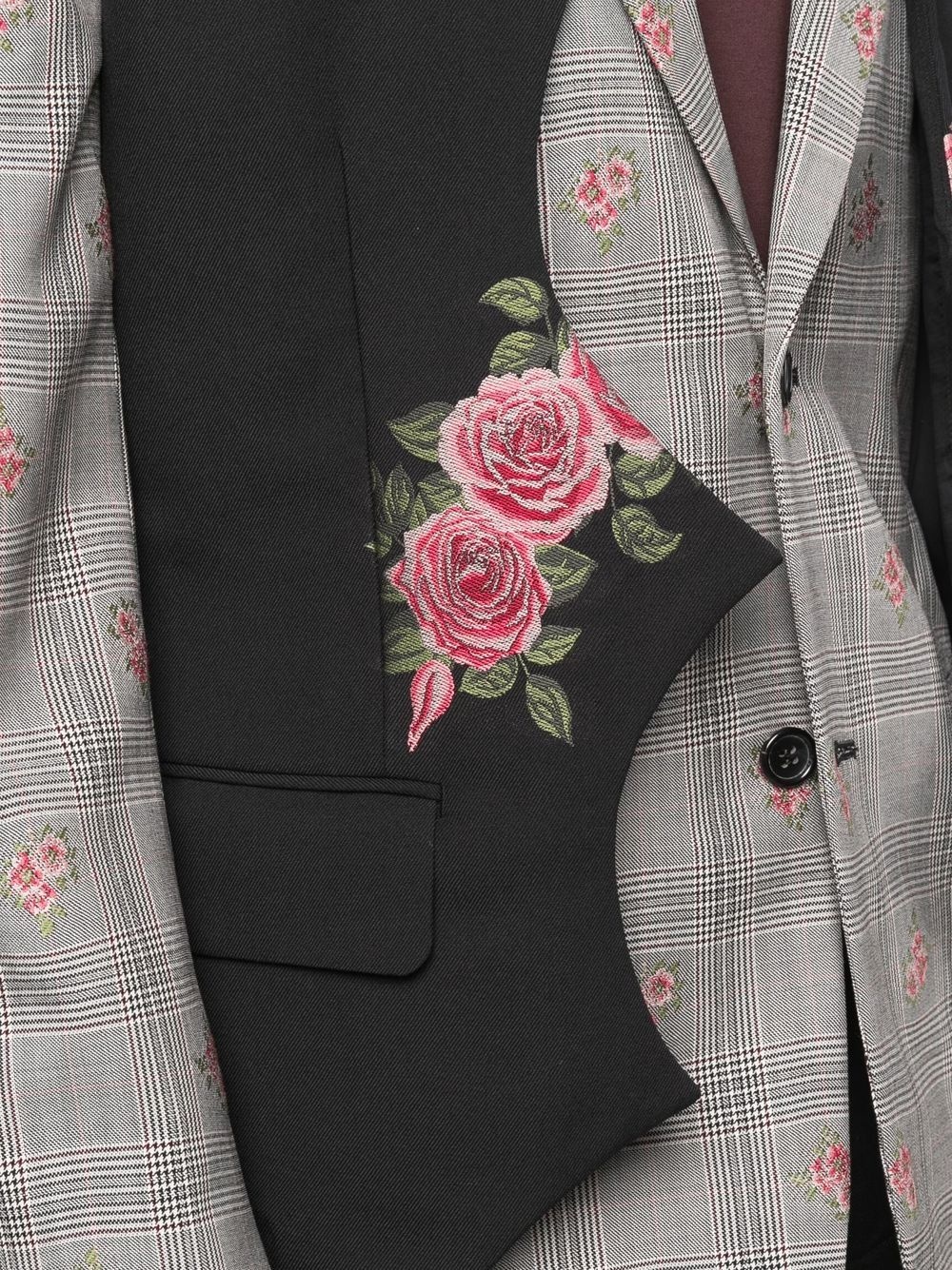 multi-panel floral-print blazer - 5