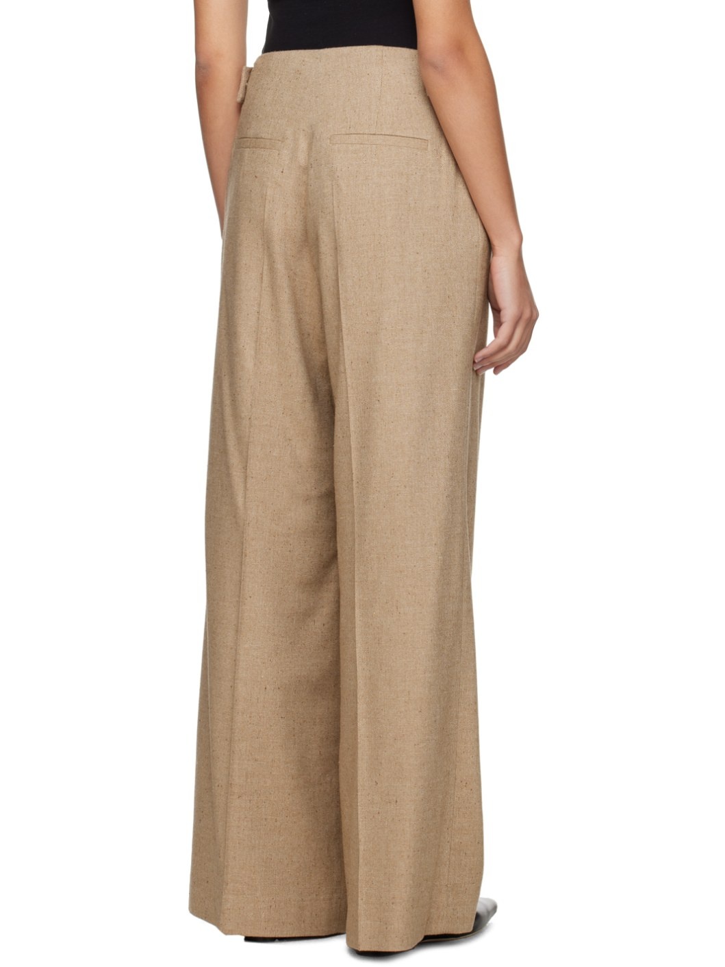 Beige Wide-Leg Trousers - 3