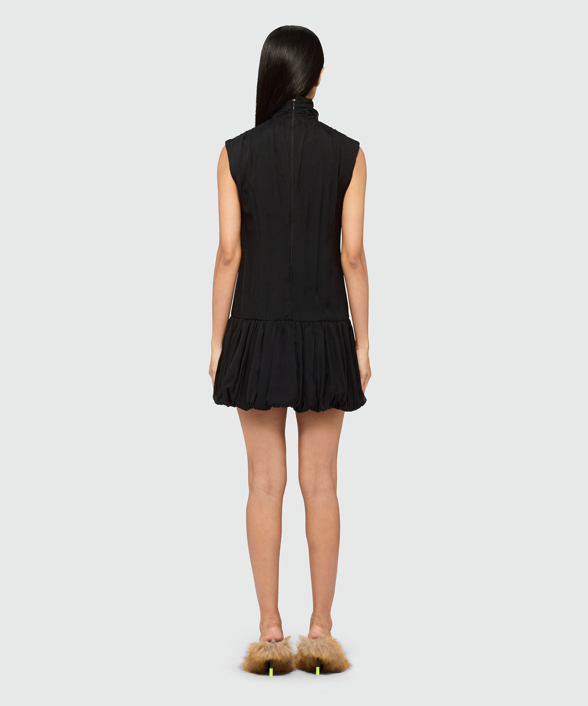 Short black poplin dress - 3