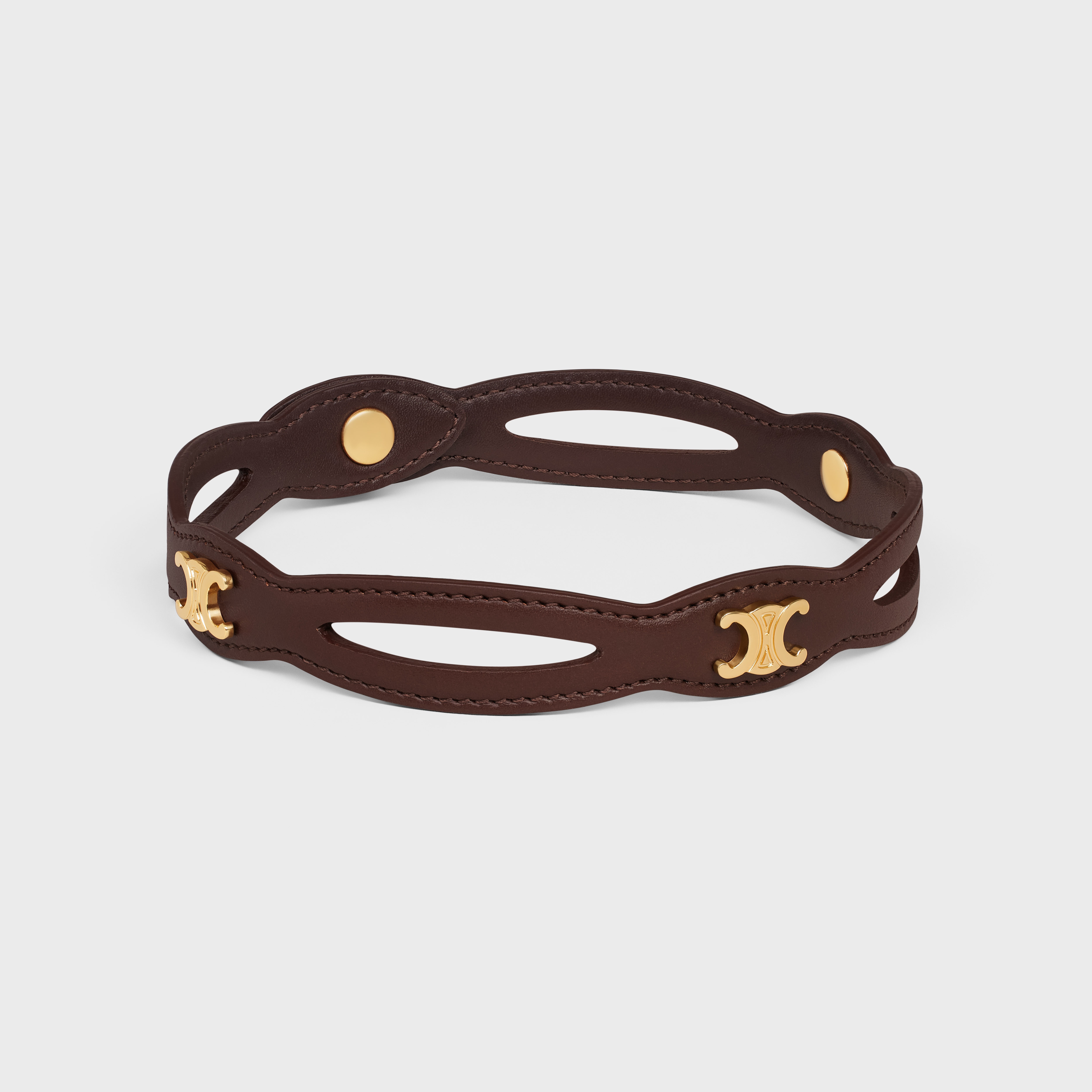 Les Cuirs Celine Leather Choker in Calfskin and Brass with Gold Finish - 2