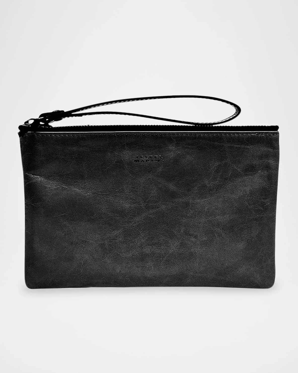 Mino Zip Leather Wristlet Pouch Bag - 1