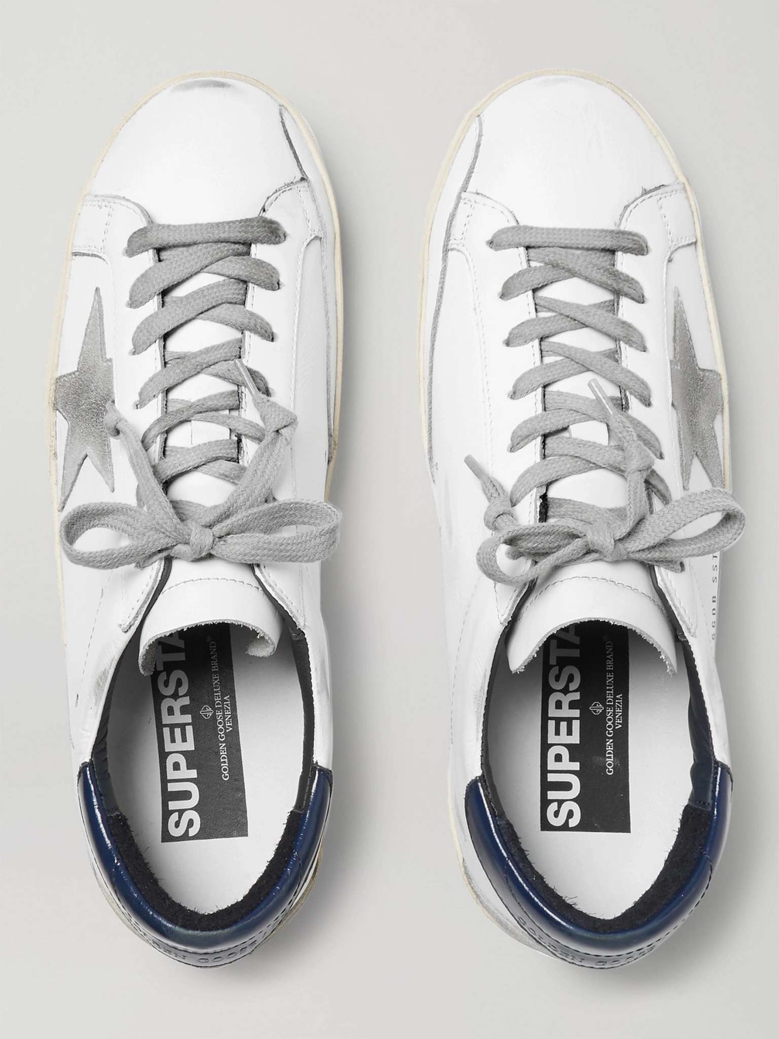 Superstar Distressed Leather and Suede Sneakers - 8