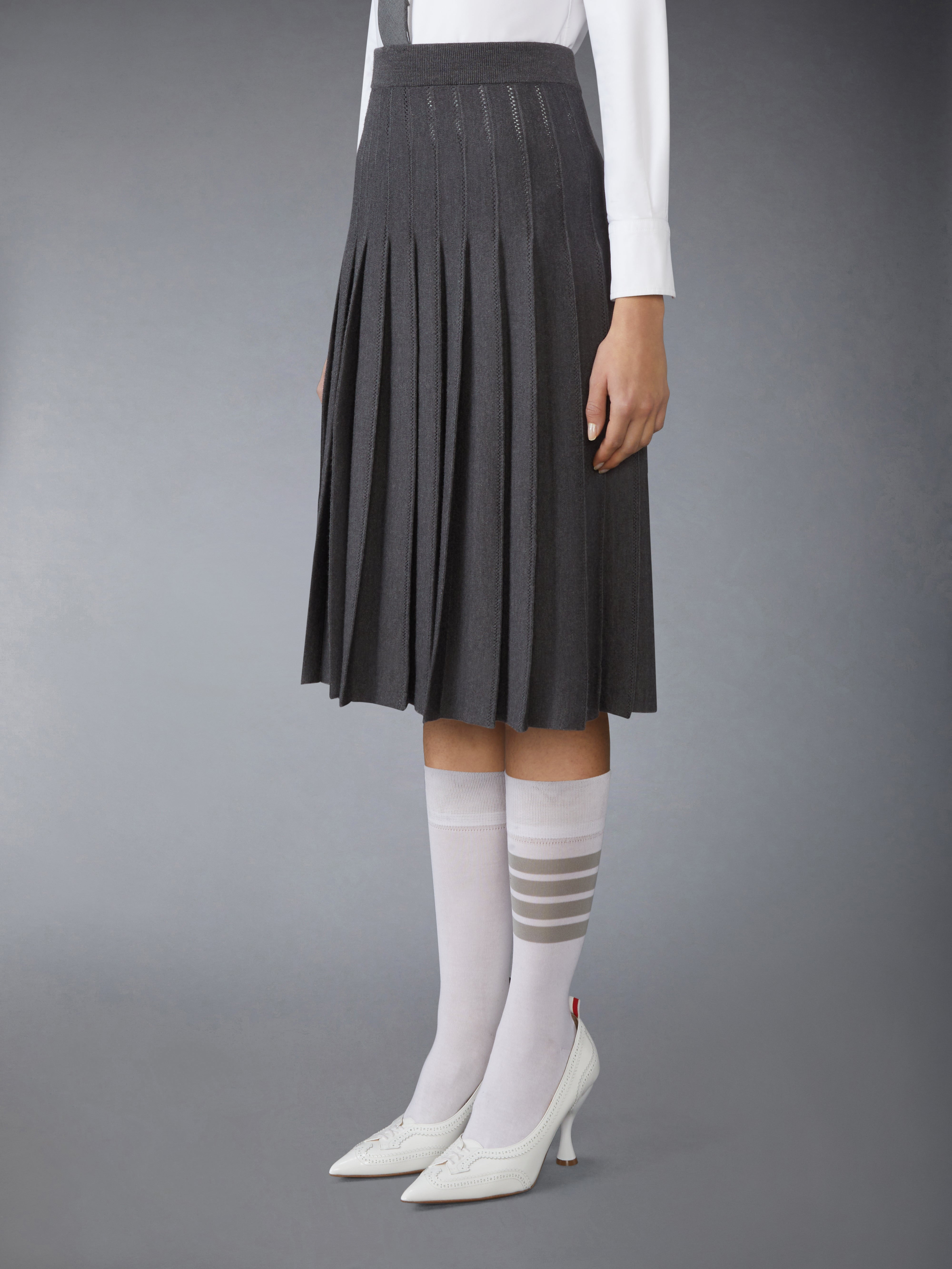 WOOL SILK POINTELLE PLEATED SKIRT - 3