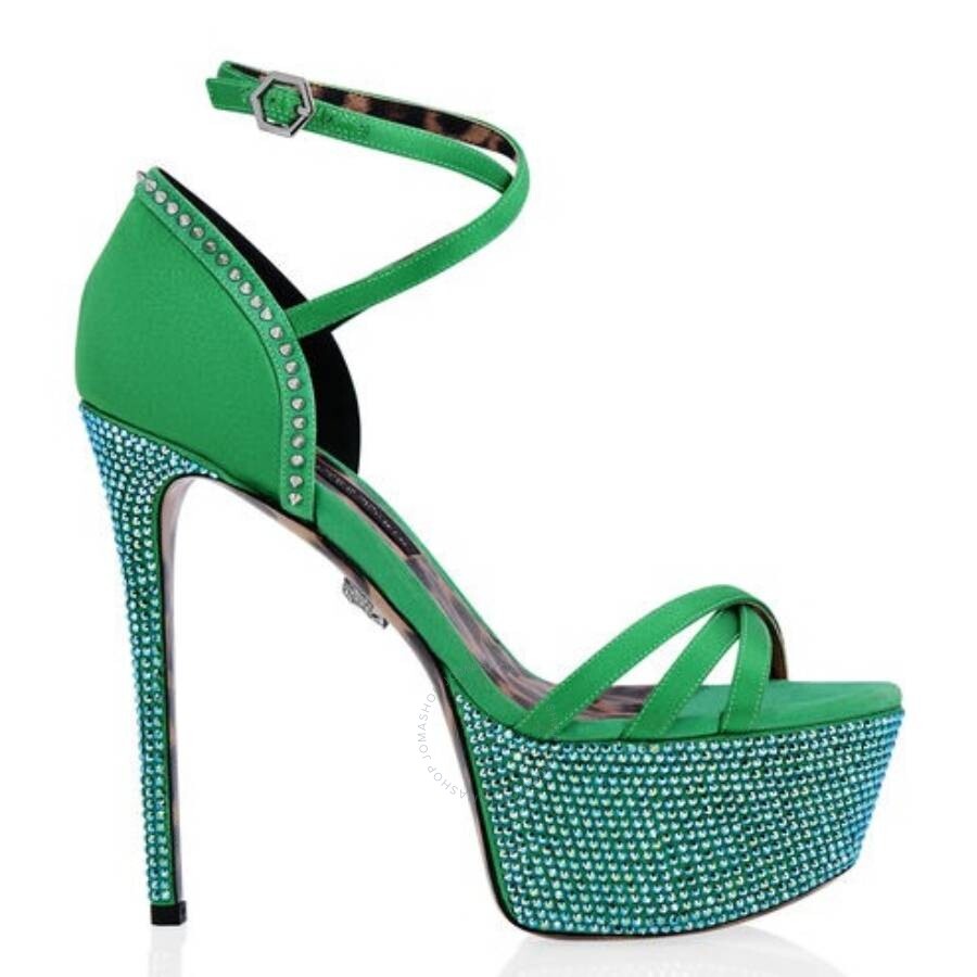 Philipp Plein Rhinestone Crystal Embellished Platform Sandals - 1