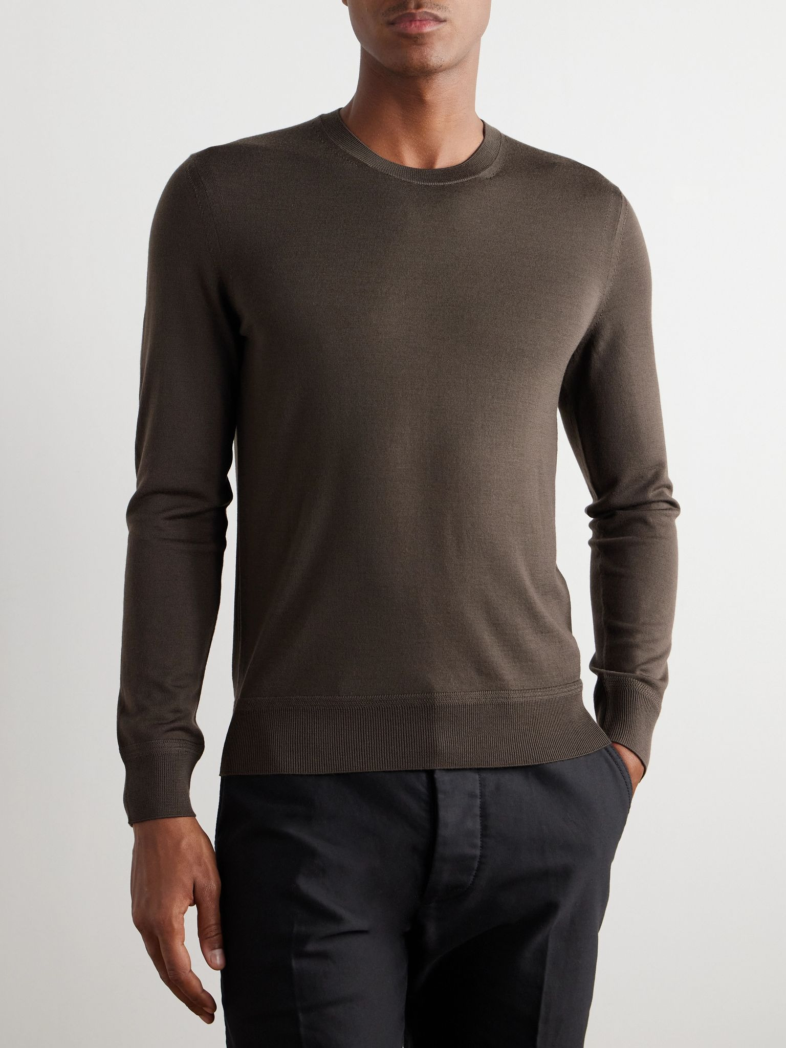 Slim-Fit Merino Wool Sweater Green - 3