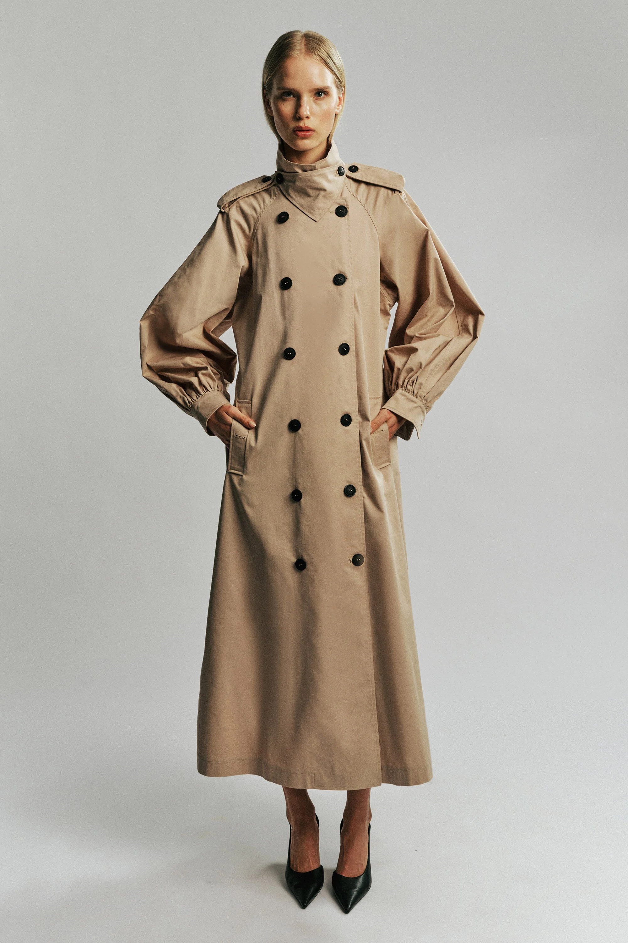 Sorelle Longline Trench Coat In Latte - 1