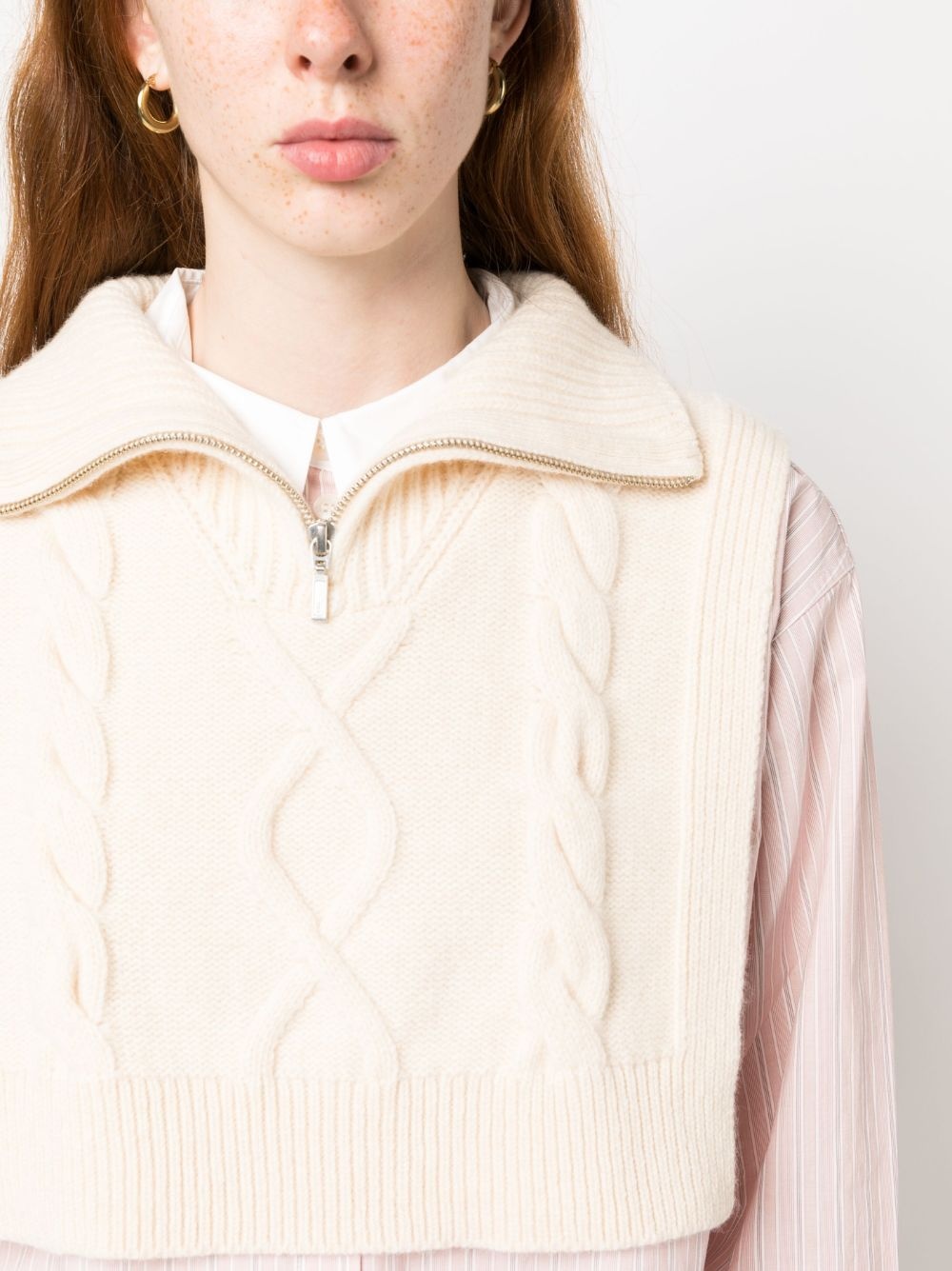 cable-knit cropped collar - 5