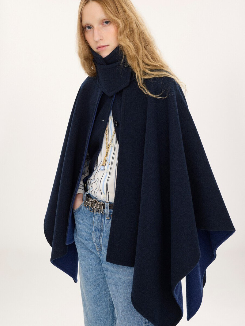 HIGH-NECK SHORT CAPE COAT IN WASHED DOUBLE-FACE WOOL 6