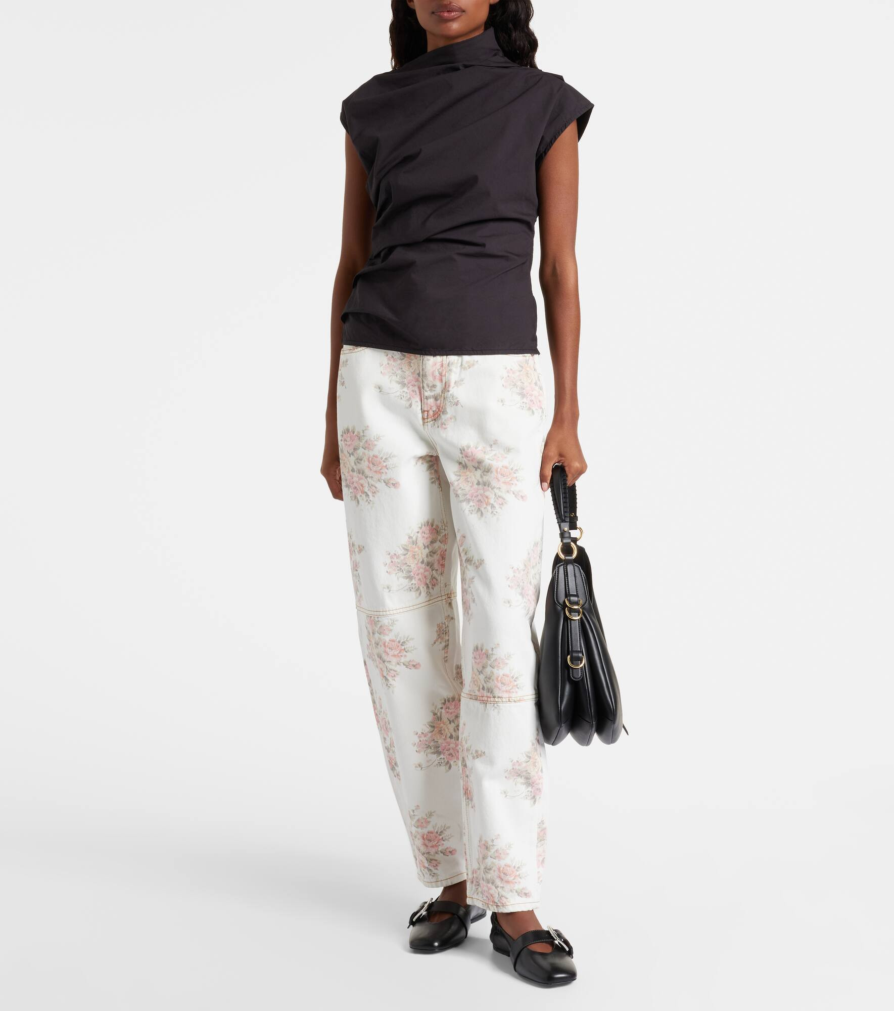 Ruched cotton-blend top - 2
