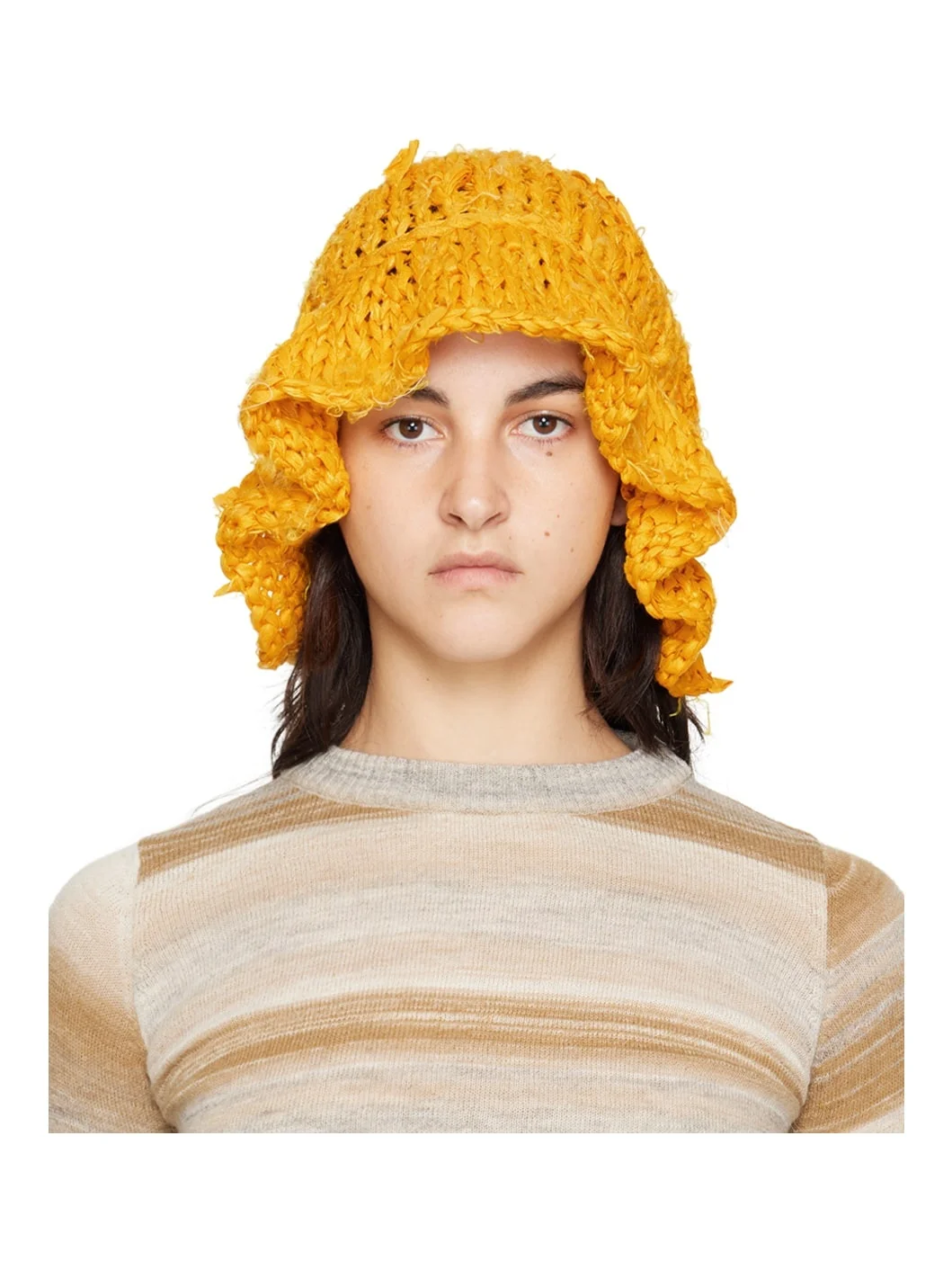 Yellow Distressed Bucket Hat - 1