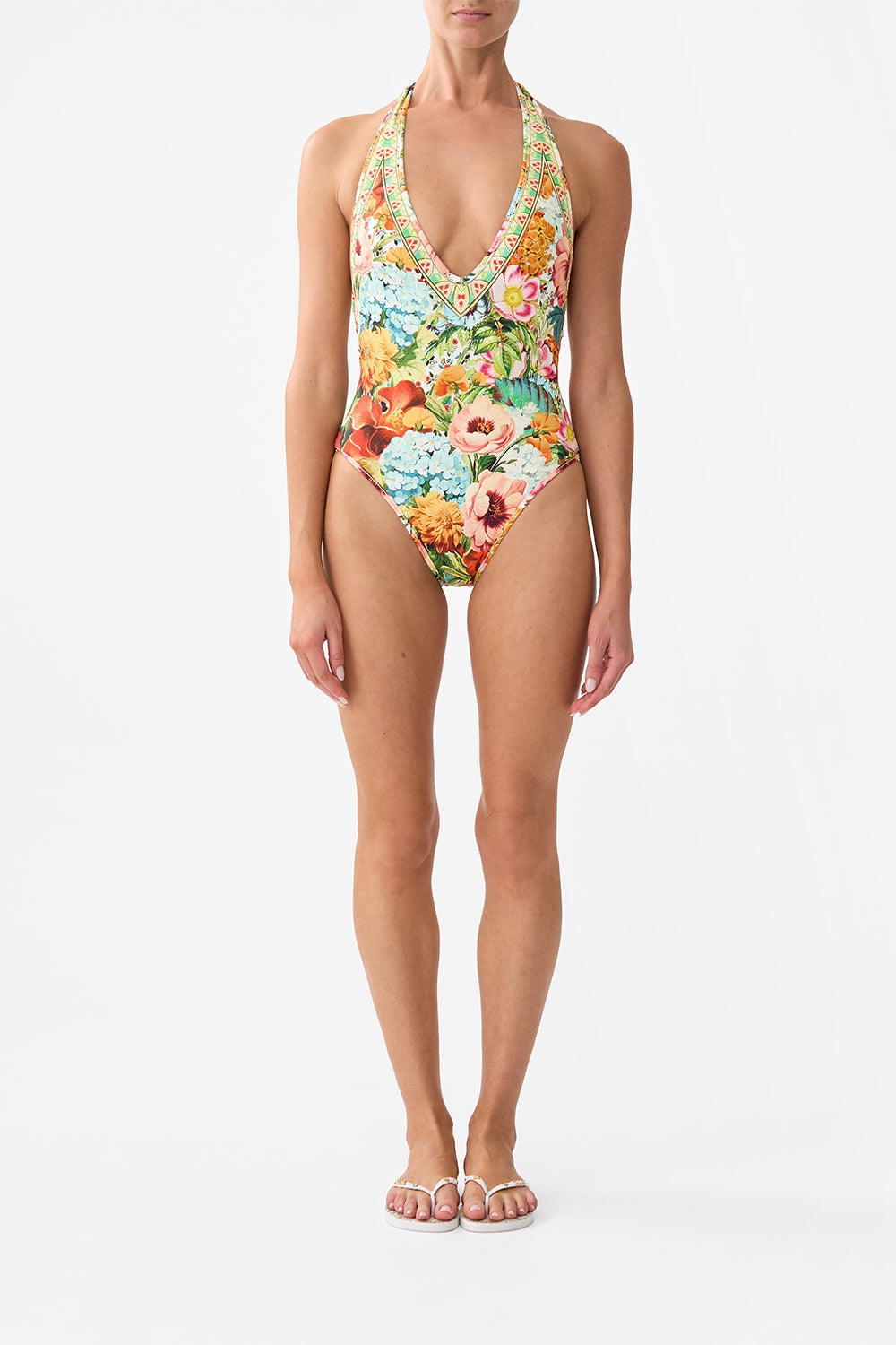 REVERSIBLE BIND EDGE V NECK HALTER ONE PIECE - 5