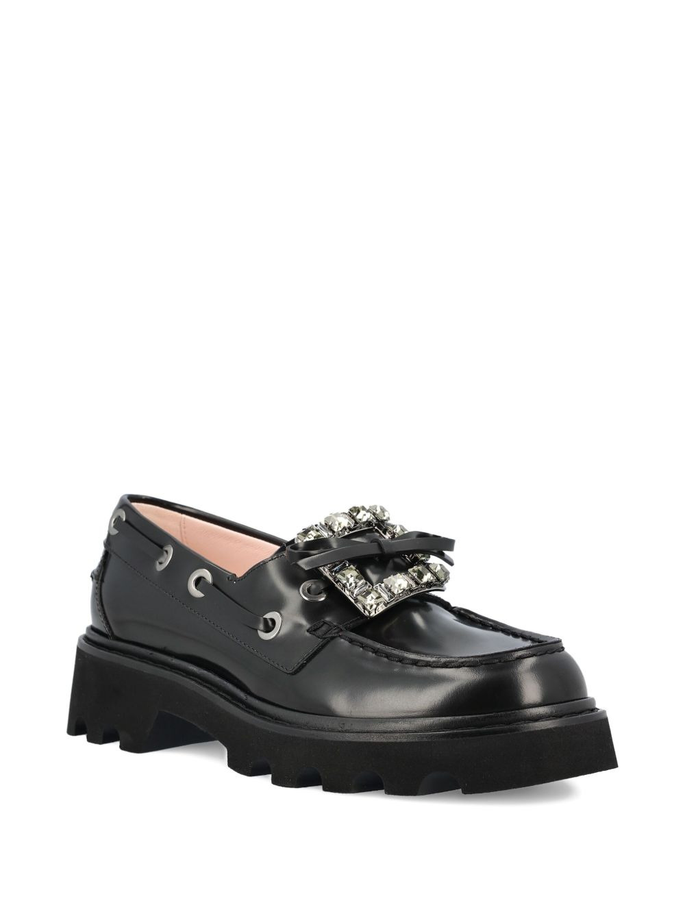 crystal-embellished boat loafers - 2