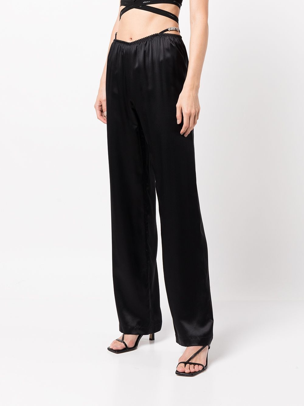 crystal thong satin trousers - 3