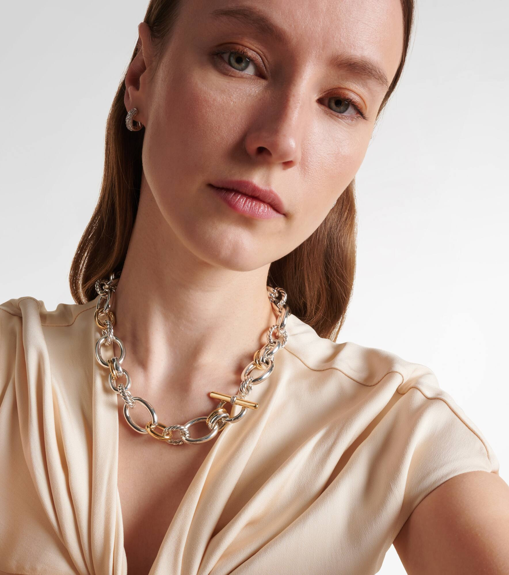 DY Mercer® sterling silver and 18kt gold chain necklace with diamonds - 2