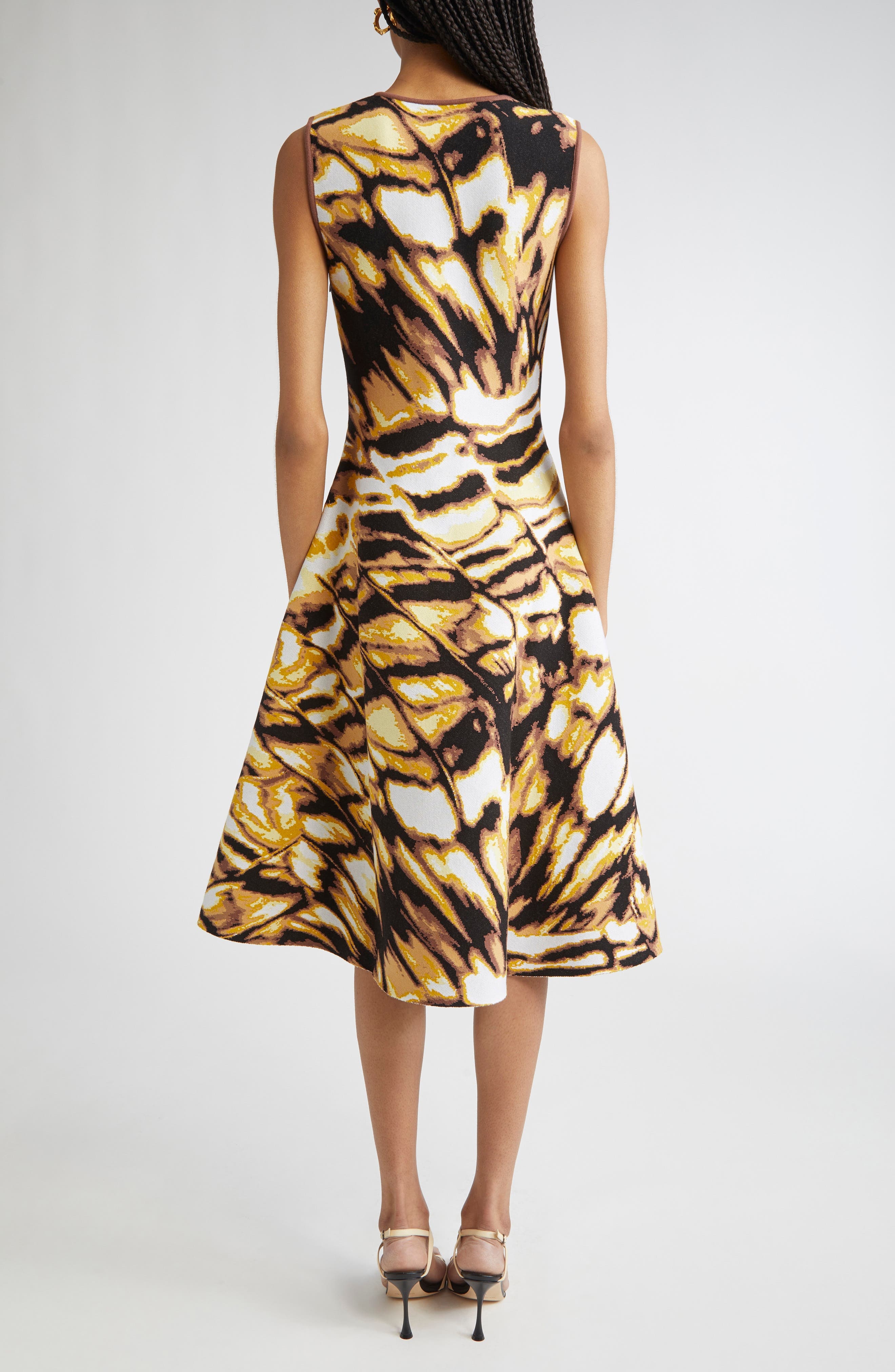 Oscar de la Renta Abstract Butterfly Jacquard Fit & Flare Dress in Black/yellow Multi at Nordstrom - 2