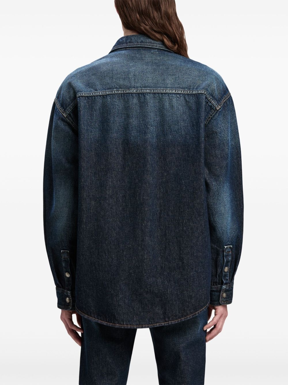 logo-print denim shirt - 5