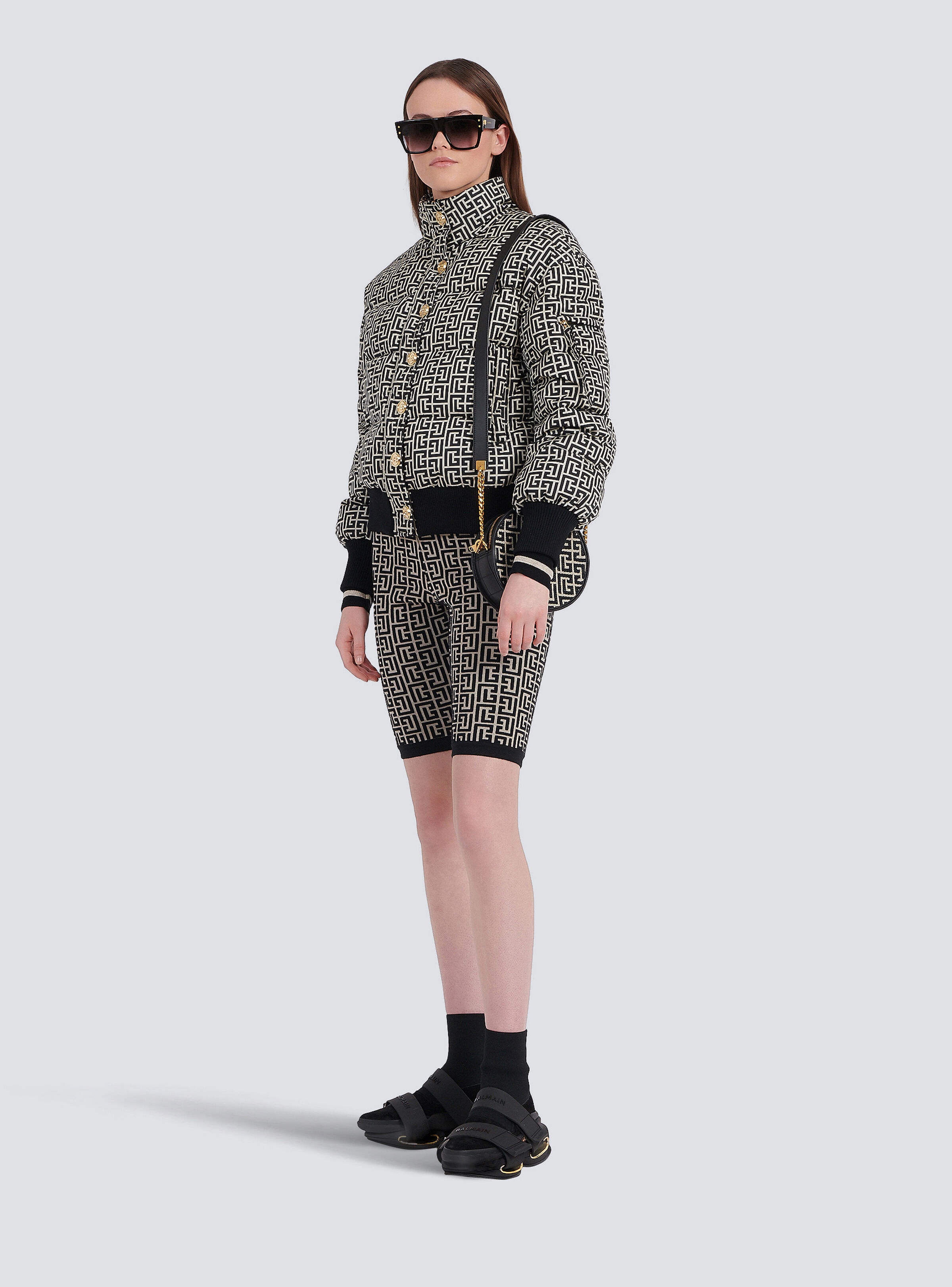 Nylon quilted coat with monogram - 2