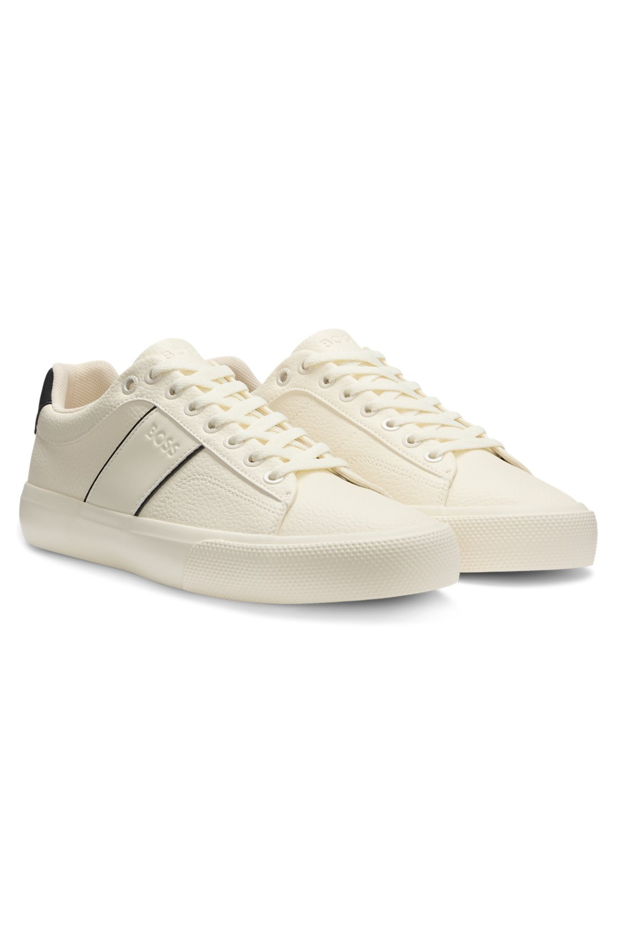 FAUX-LEATHER TRAINERS WITH PLAIN AND GRAINED TEXTURES - 2