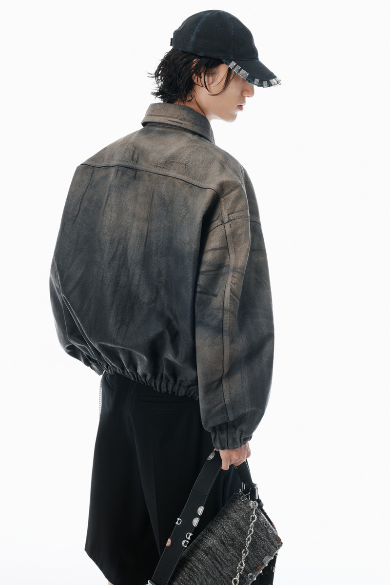 Black leather trompe-l'oeil jacket 5