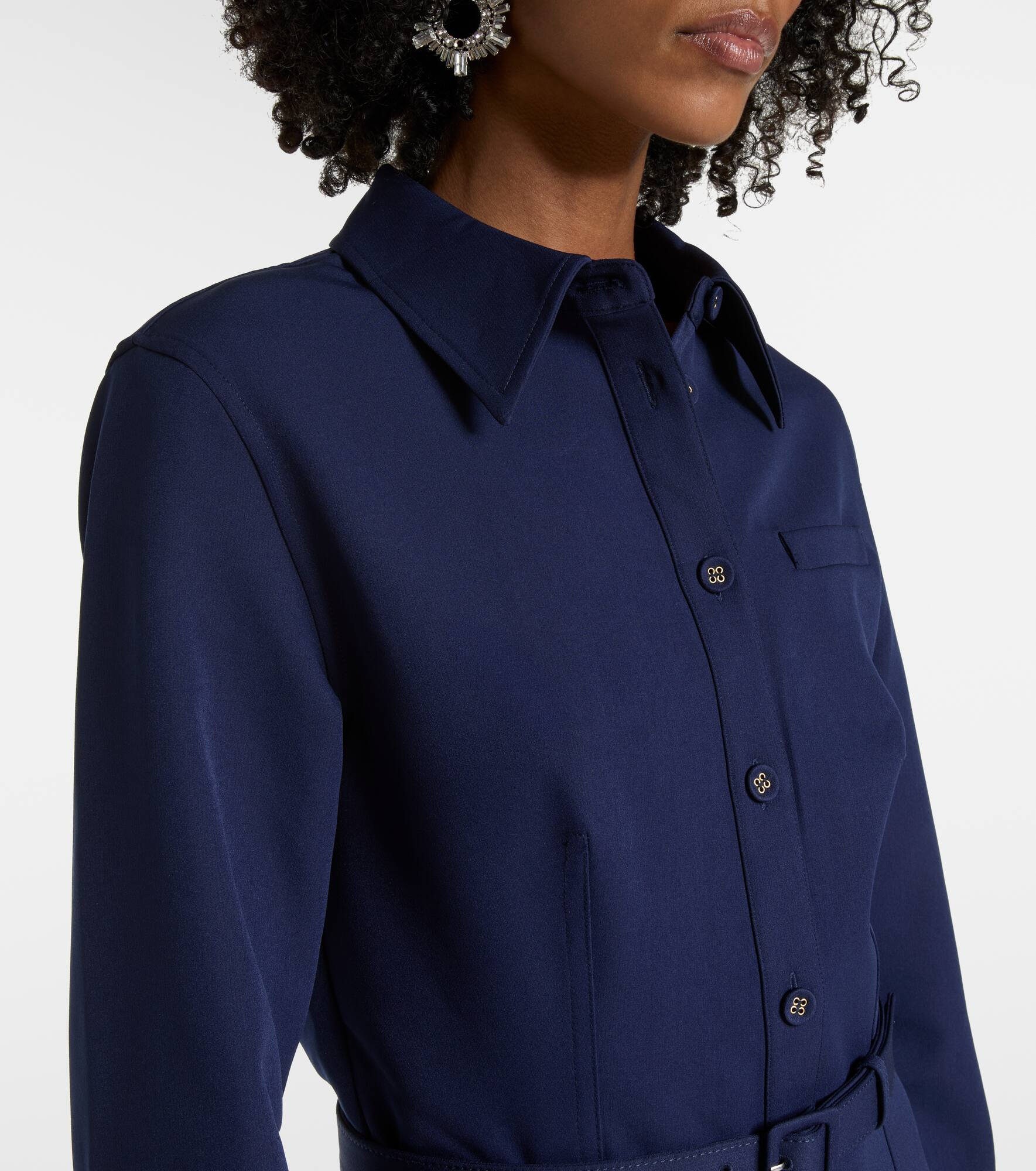 Belted crêpe shirt dress - 4