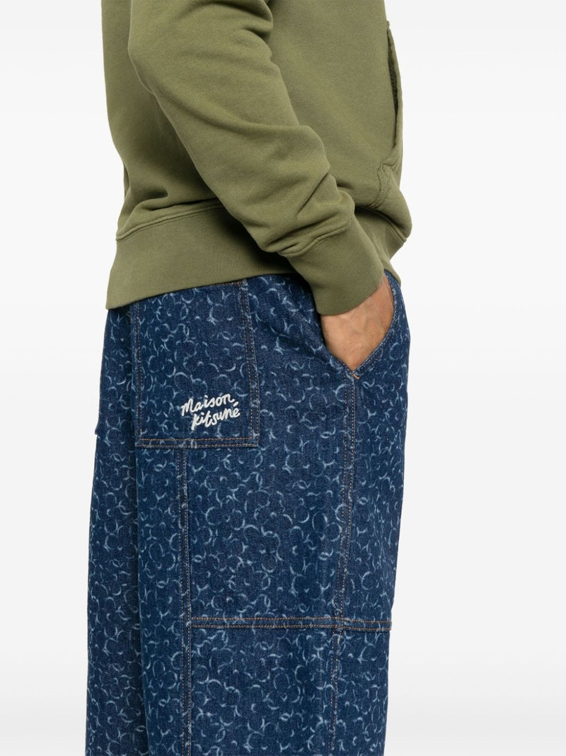 Abstract Daisy-print denim shorts 5