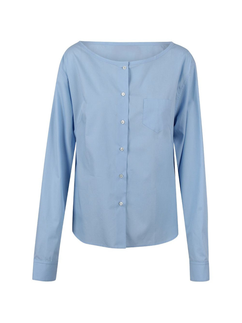 boat-neck button-up blouse 1
