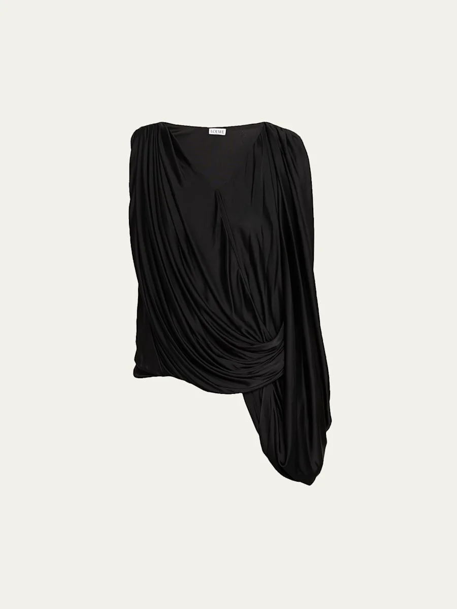 Draped Jersey Sleeveless Top - 1