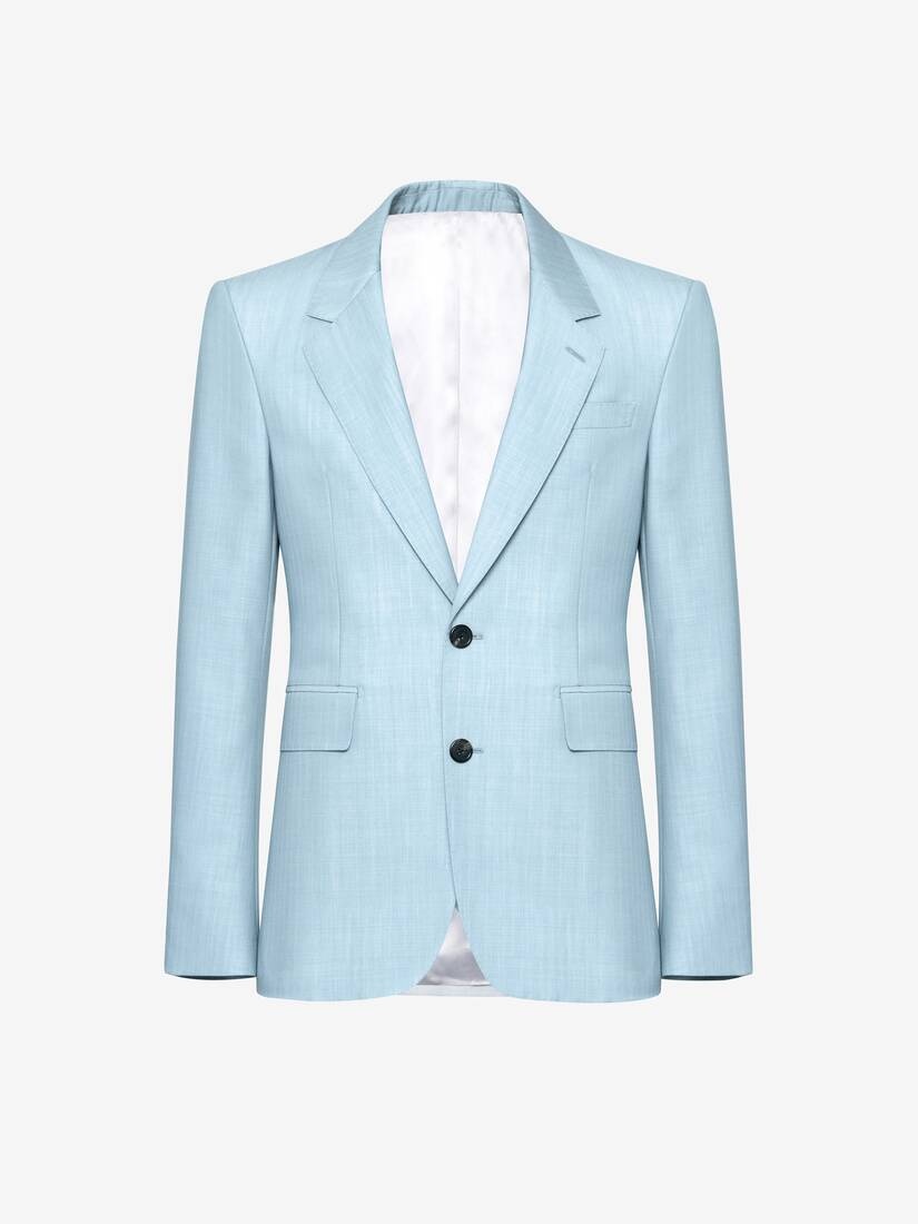 Men's Neat Shoulder Single-breasted Jacket in Pale Blue - 2