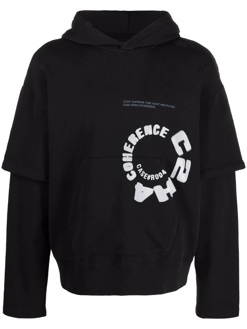 Coherence logo-print layered hoodie - 1