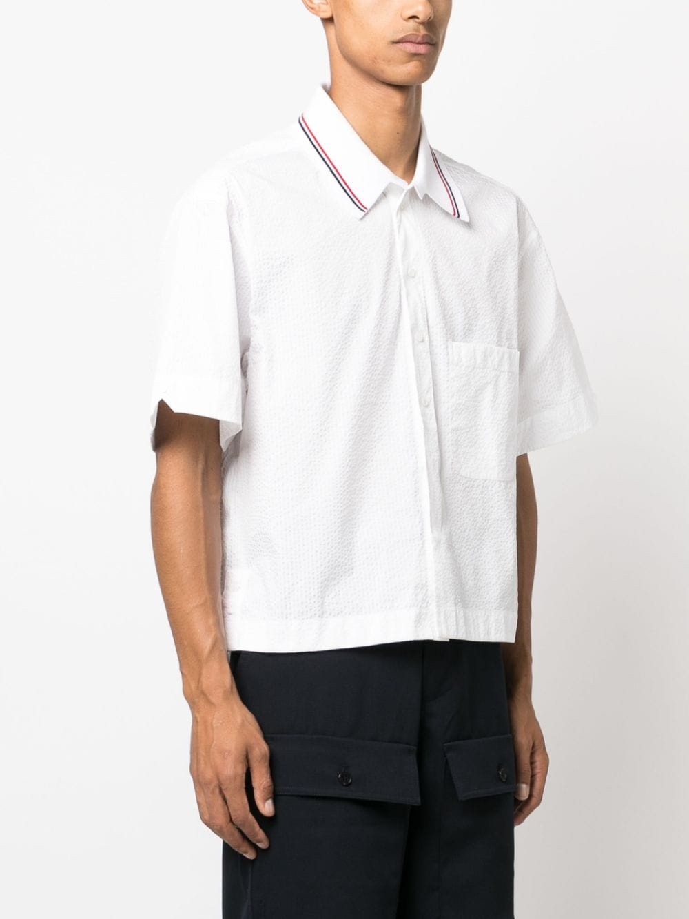 short-sleeve seersucker cotton shirt - 3