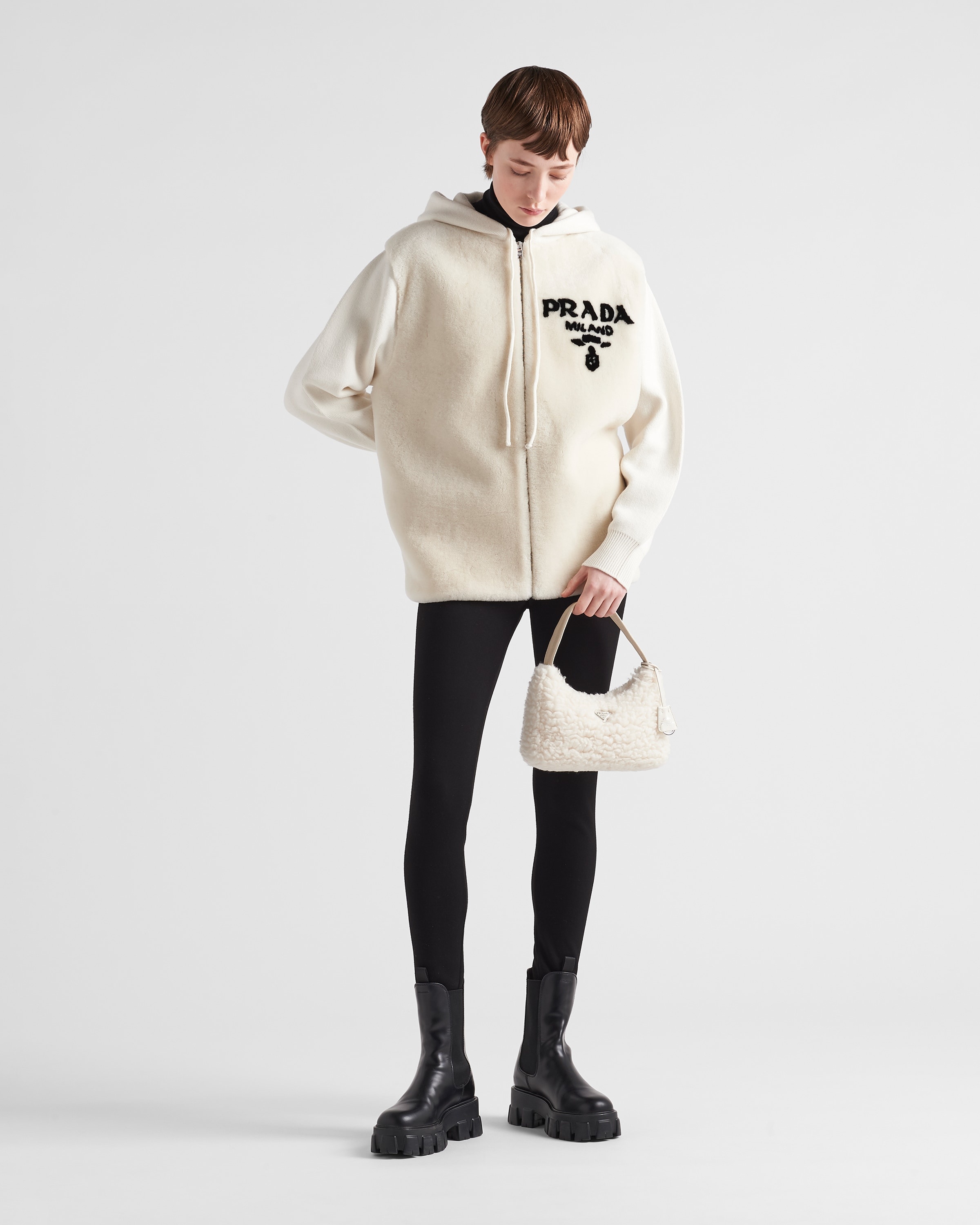 Oversized cashmere and shearling sweatshirt - 2
