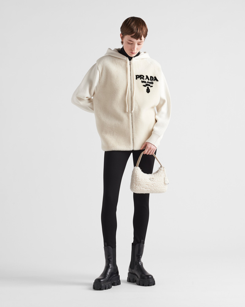 Prada Oversized cashmere and shearling sweatshirt outlook