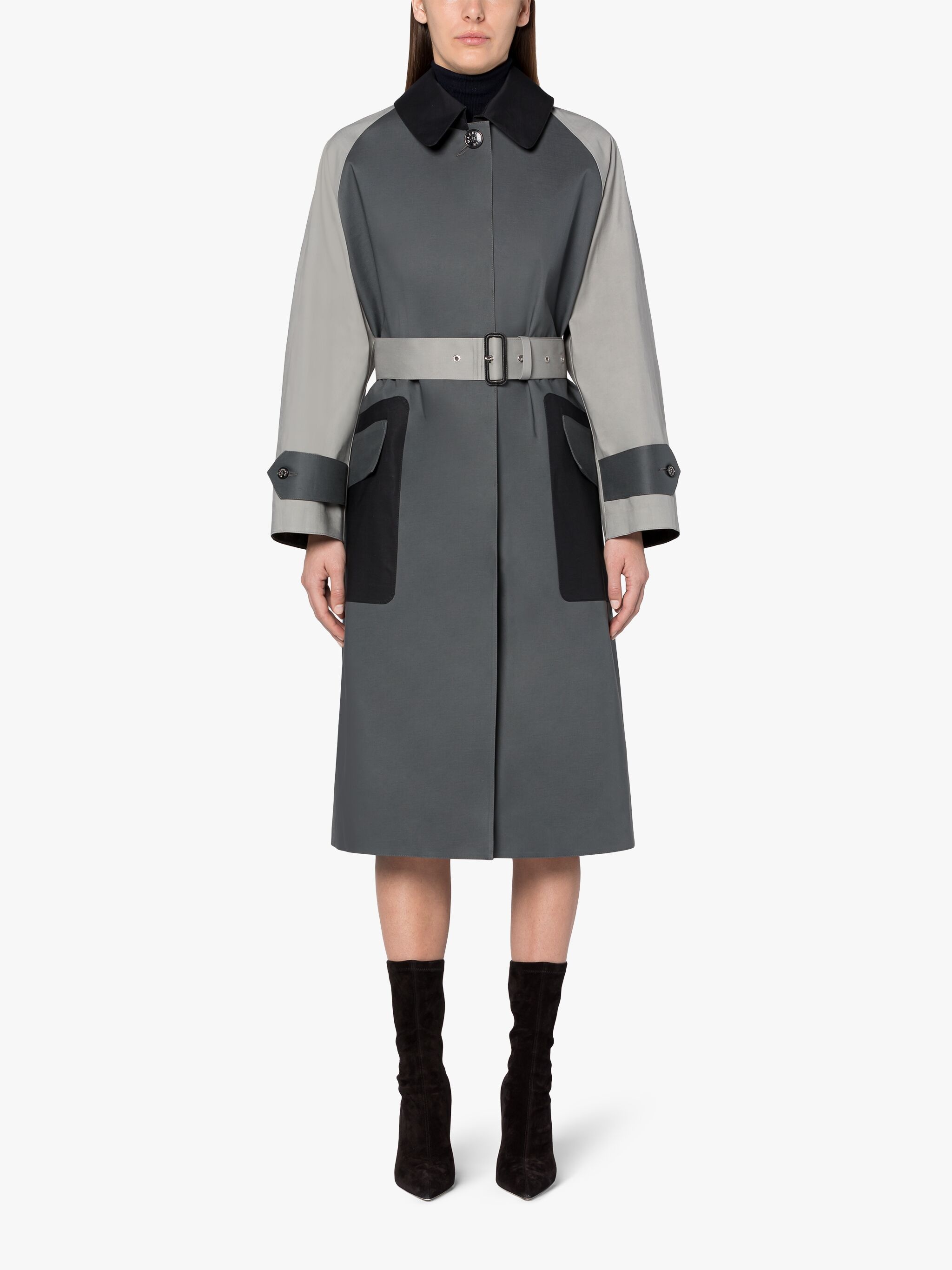 KNIGHTSWOOD BONDED COTTON COLOURBLOCK TRENCH COAT - 3