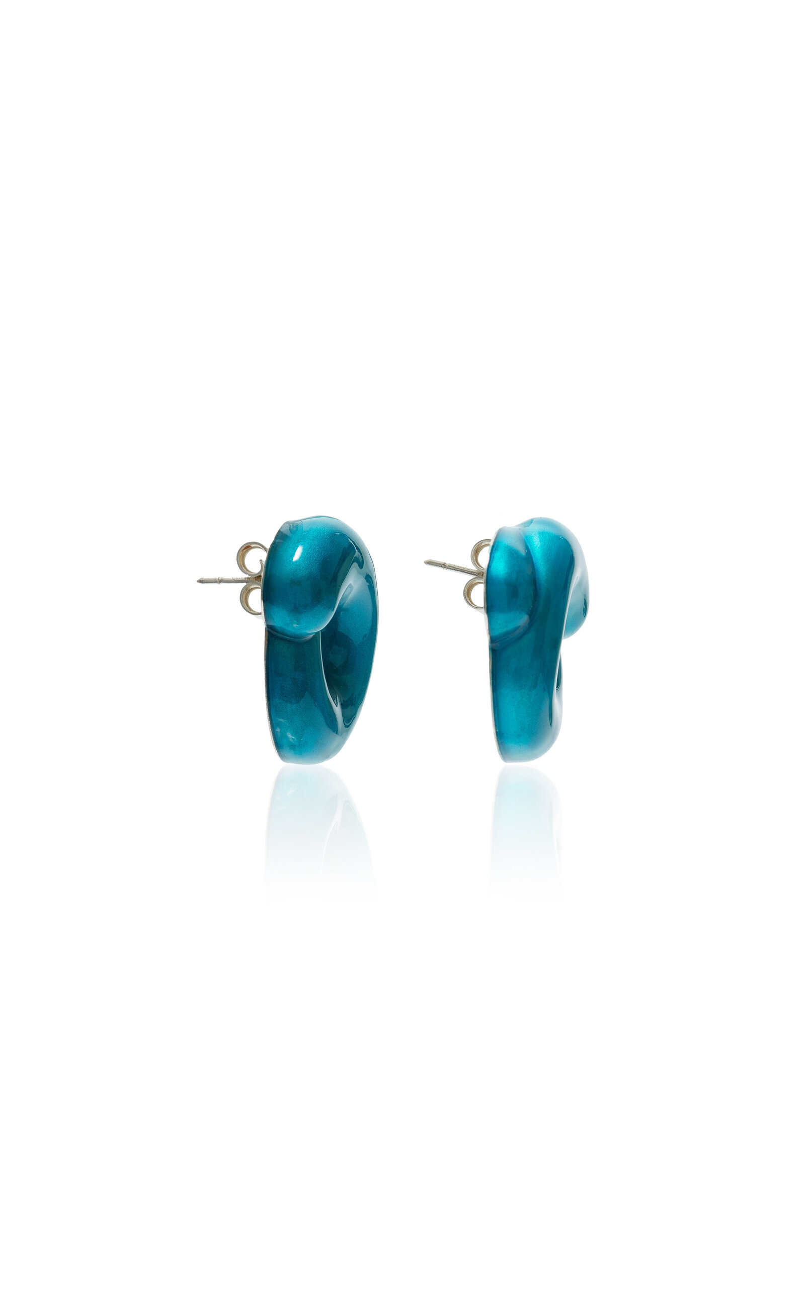 Sterling Silver Enamel Earrings blue - 3
