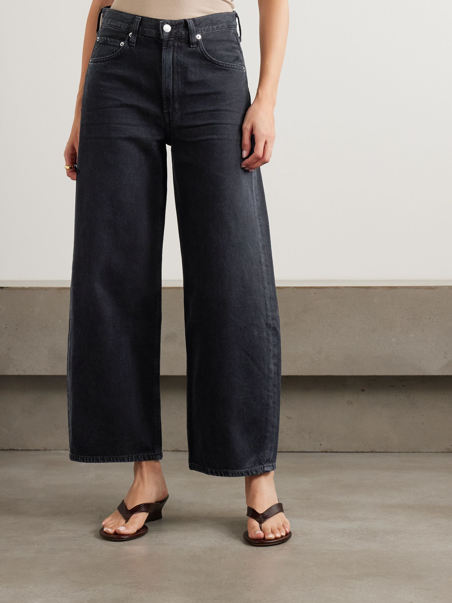 Low Curve Crop high-rise wide-leg jeans Black - 3