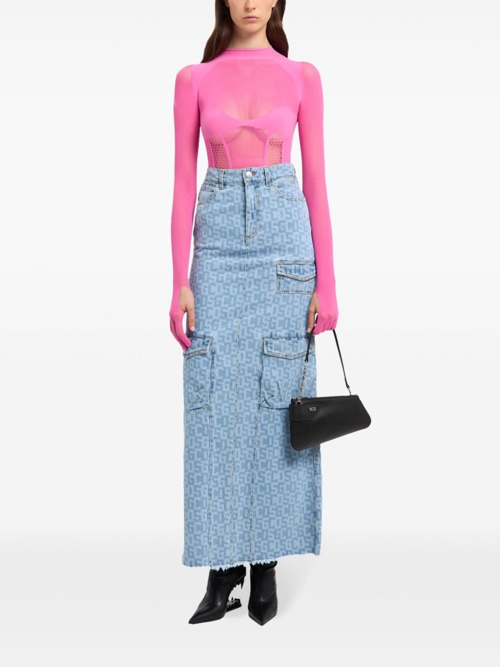 monogram denim skirt - 2