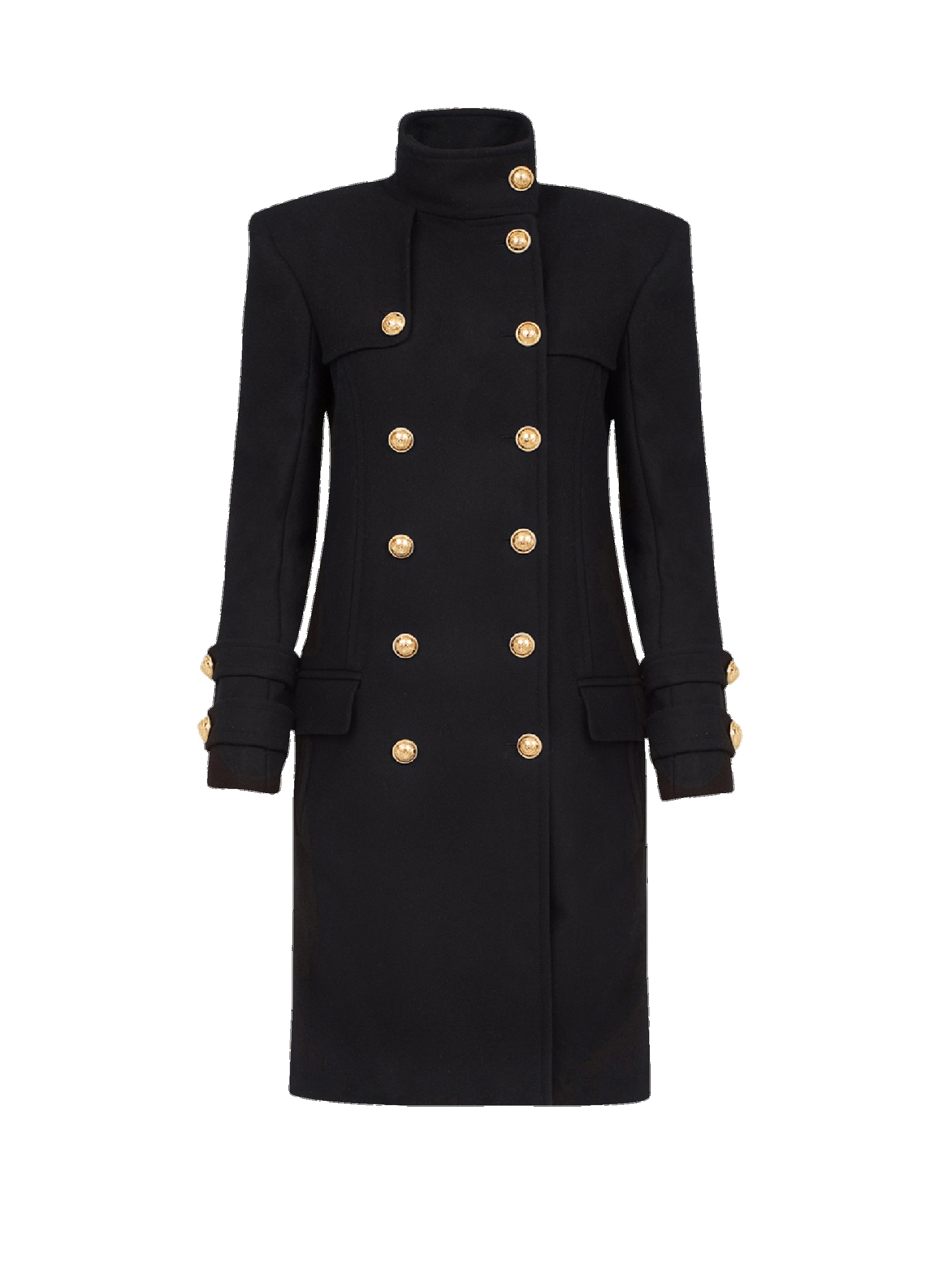 Long wool and cashmere coat with double-breasted gold-tone buttoned fastening - 1