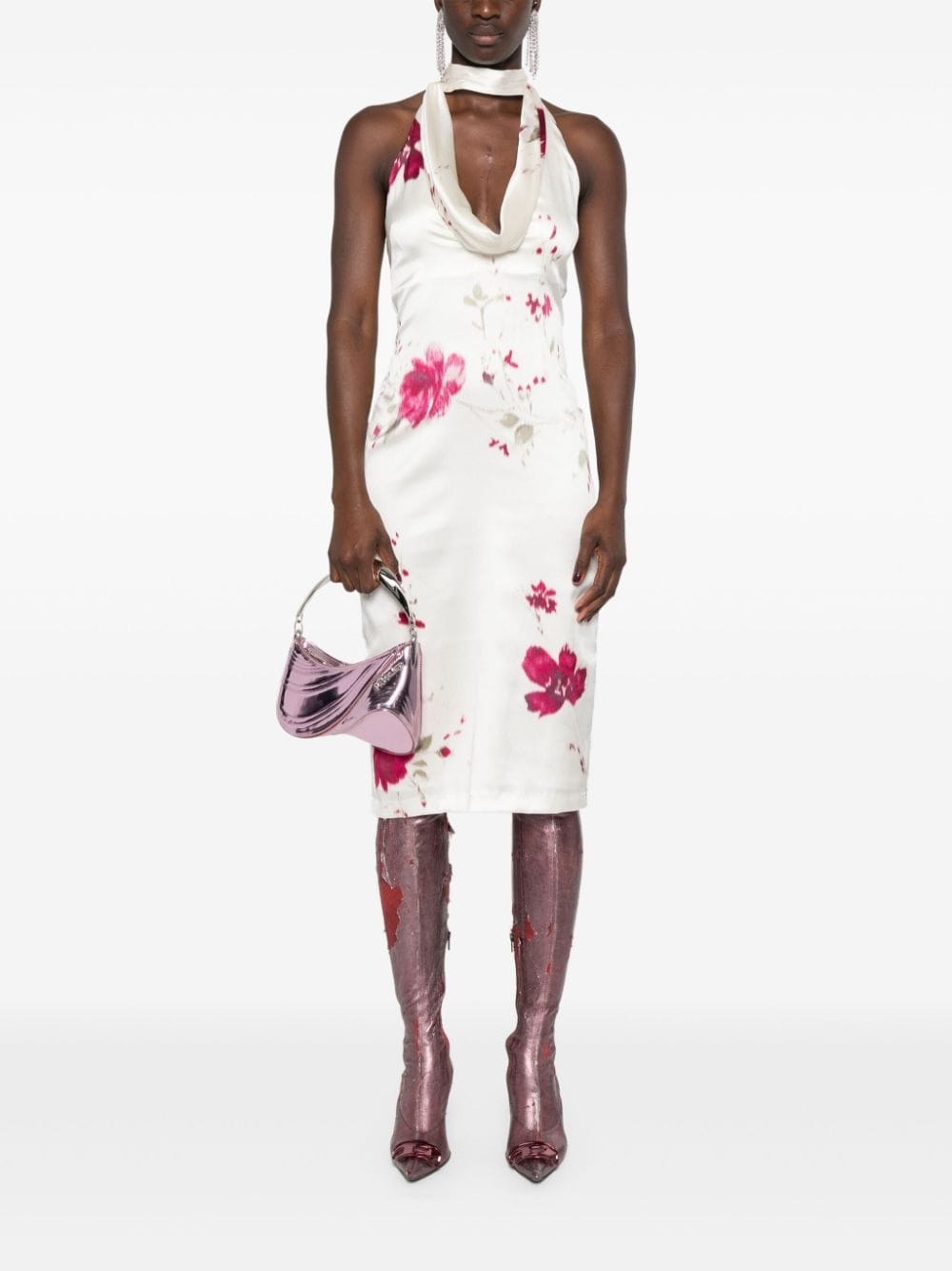 halterneck floral midi dress - 2