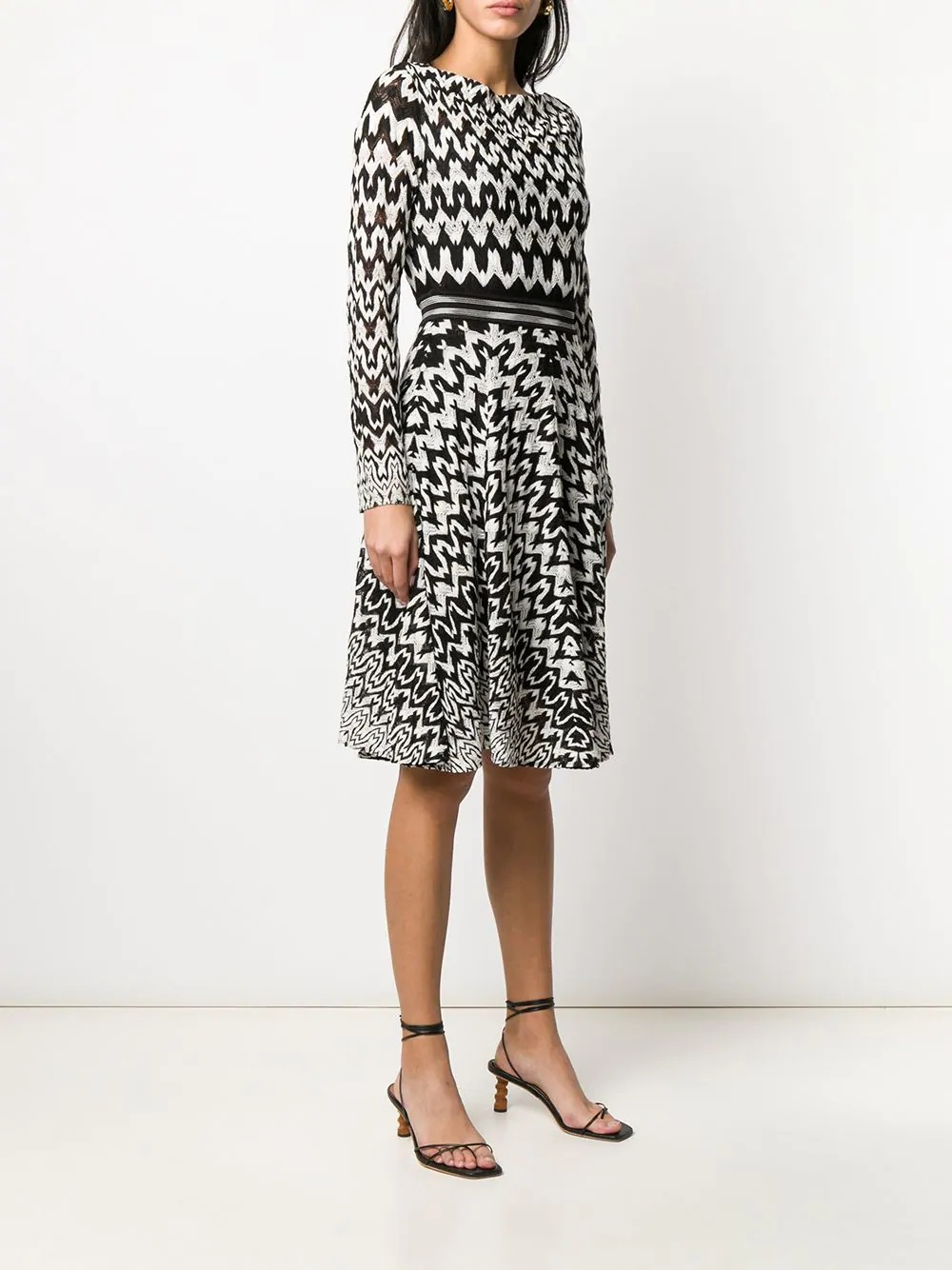 geometric-print flared dress - 3