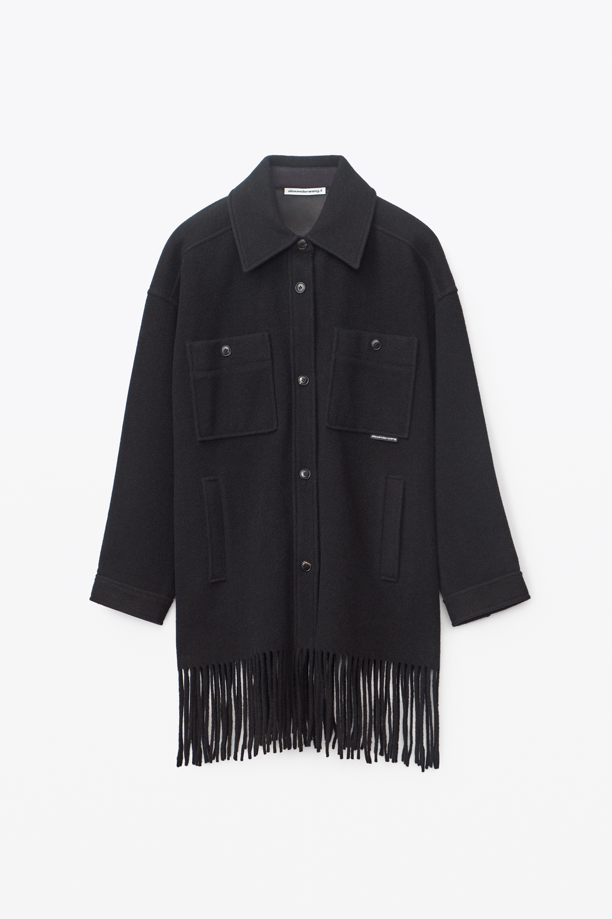 WOOL FRINGE PEACOAT - 1