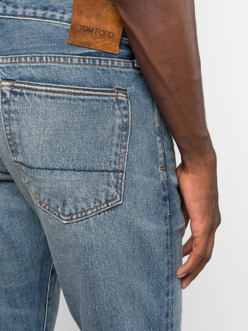straight-leg stonewashed jeans - 5