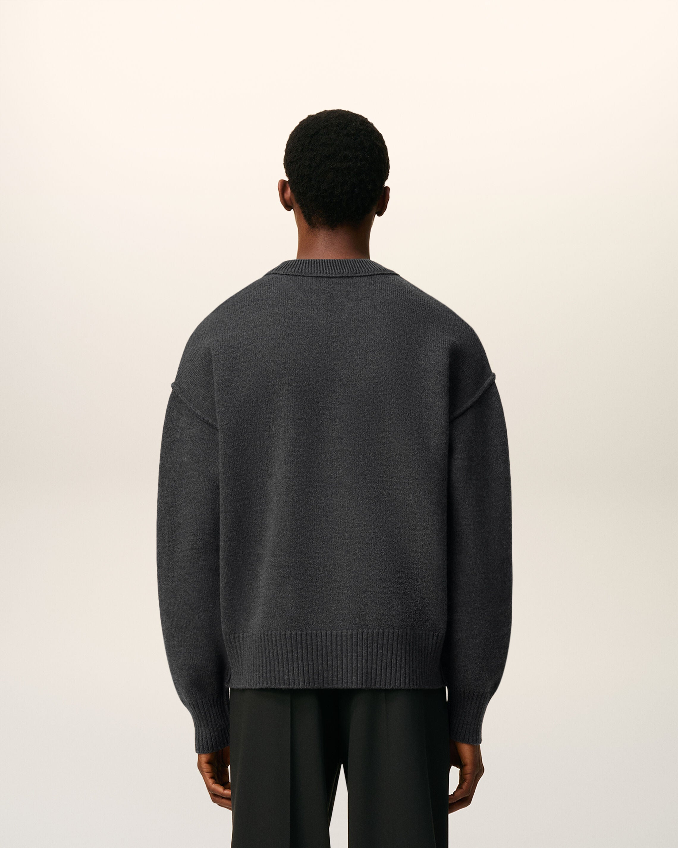 GREY WOOL AMI DE COEUR CREWNECK SWEATER - 5