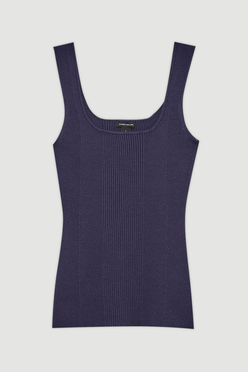 Plus Size Viscose Blend Rib Knit Square Neck Vest 4