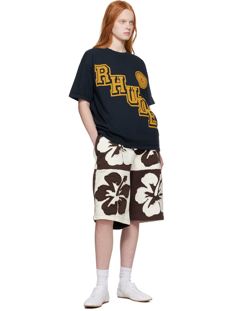 Rhude Black 'Rhude' Collegiate Crest T-shirt outlook